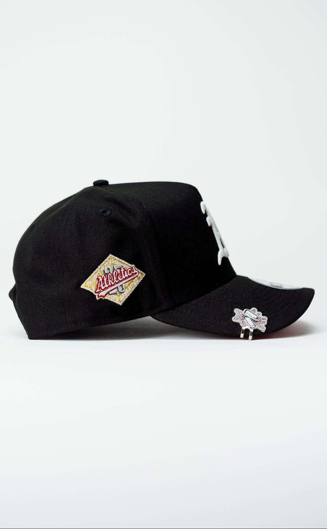 NEW ERA 9FIFTY A-FRAME BLACK OAKLAND ATHLETICS SNAPBACK W/ 25TH ANNIVERSARY SIDE PATCH