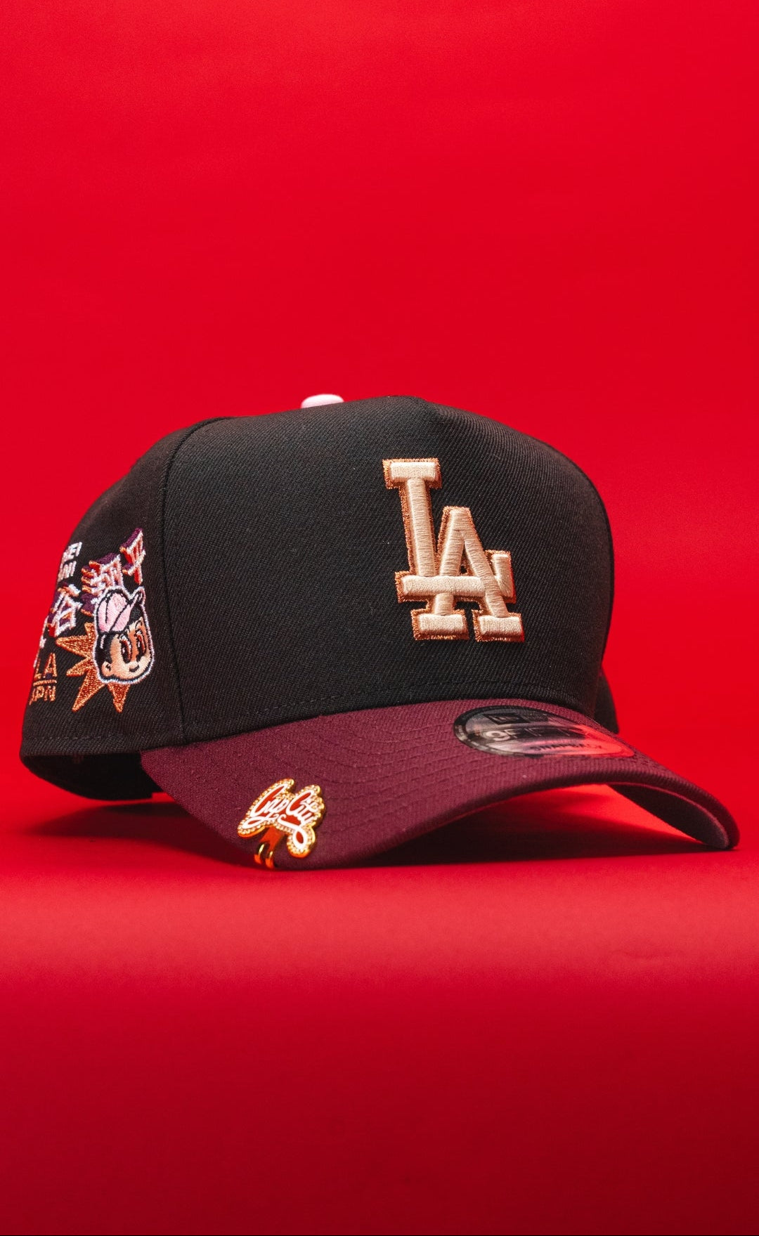NEW ERA 9FIFTY A-FRAME BLACK/BURGUNDY LOS ANGELES DODGERS SNAPBACK W/ SHOHEI OHTANI SIDE PATCH