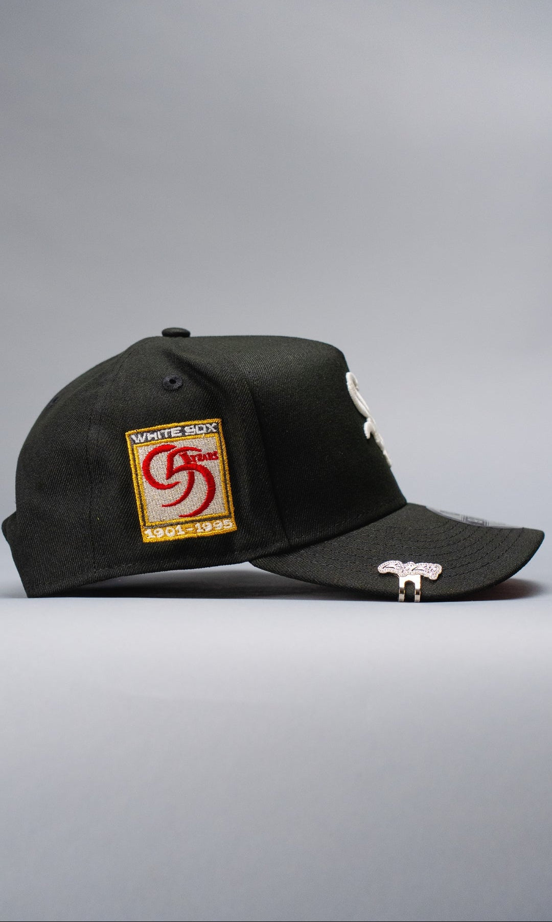 NEW ERA 9FIFTY A-FRAME BLACK CHICAGO WHITE SOX SNAPBACK W/ 95TH ANNIVERSARY SIDE PATCH