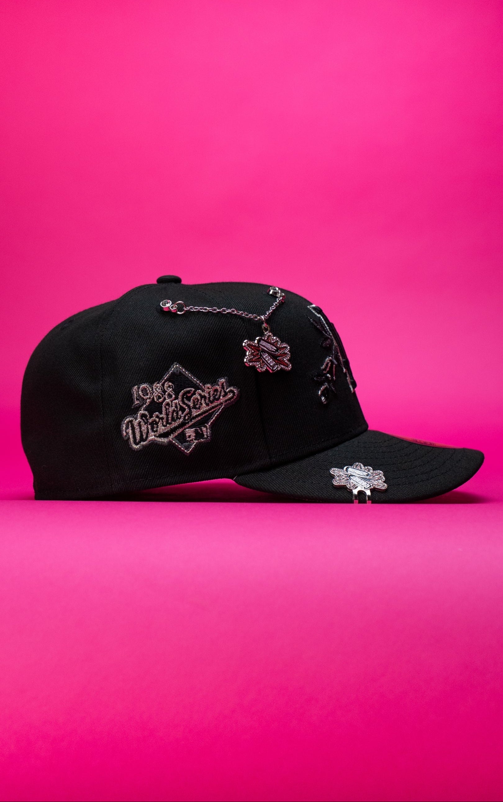 NEW ERA EXCLUSIVE 59FIFTY BLACK LOS ANGELES DODGERS W/ ROSE + 1988 WORLD SERIES SIDE PATCH