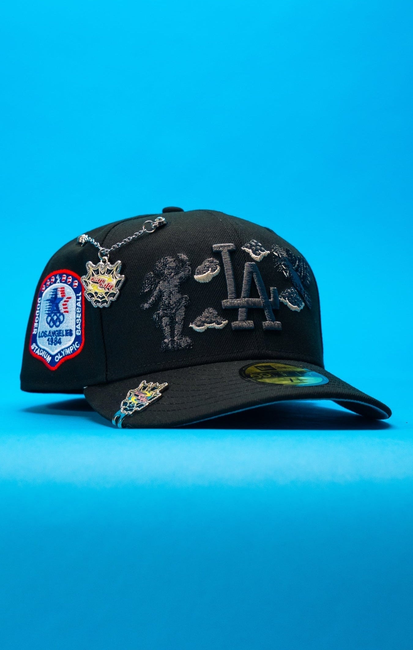 NEW ERA EXCLUSIVE 59FIFTY BLACK LOS ANGELES DODGERS "HEAVENLY CITY" W/ 1984 OLYMPIC SIDE PATCH