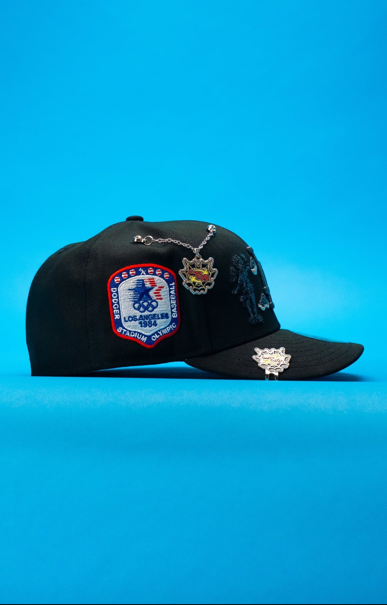 NEW ERA EXCLUSIVE 59FIFTY BLACK LOS ANGELES DODGERS "HEAVENLY CITY" W/ 1984 OLYMPIC SIDE PATCH
