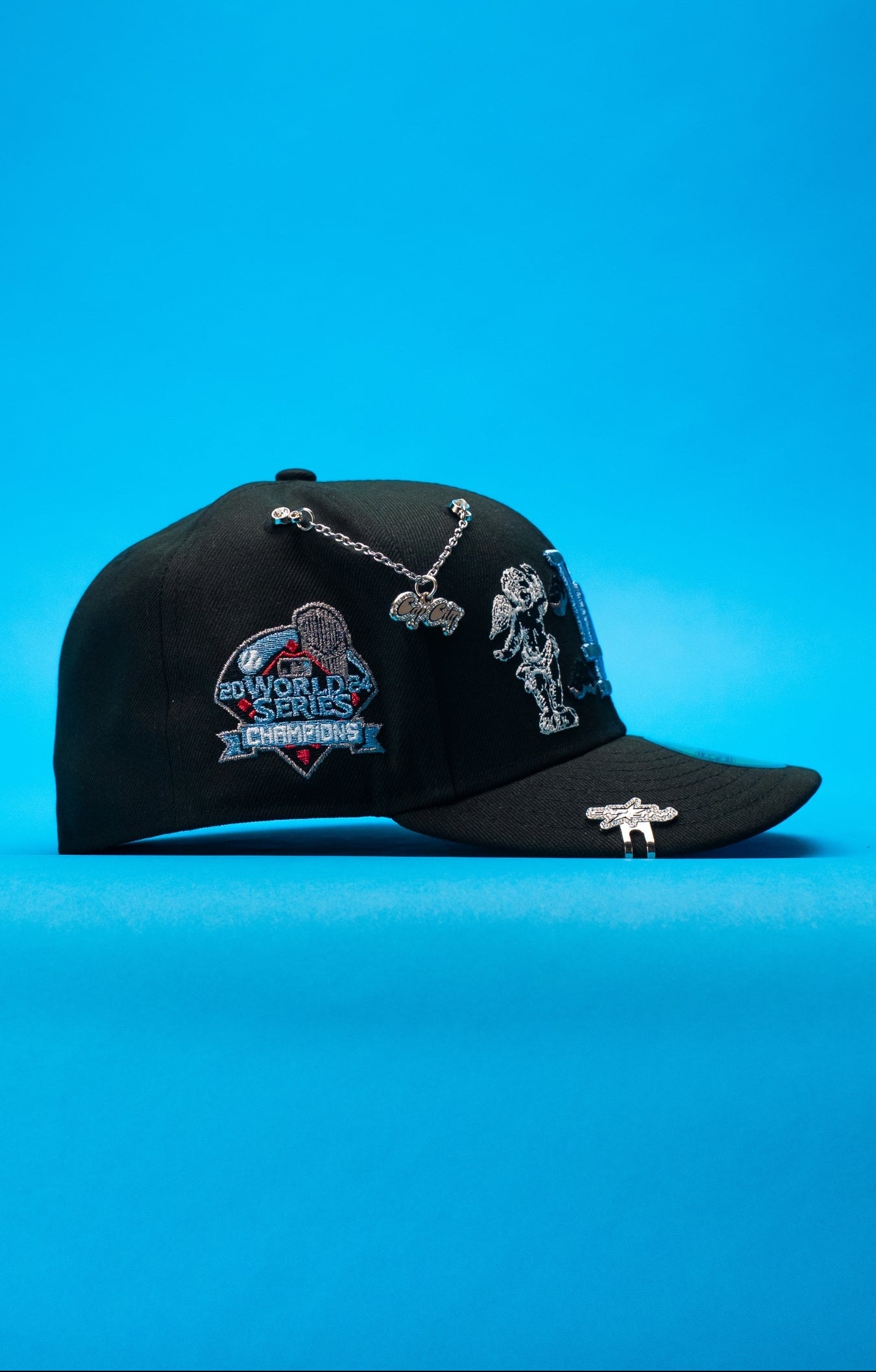 NEW ERA EXCLUSIVE 59FIFTY BLACK LOS ANGELES DODGERS "HEAVENLY CITY" W/ WORLD SERIES CHAMPIONS SIDE PATCH