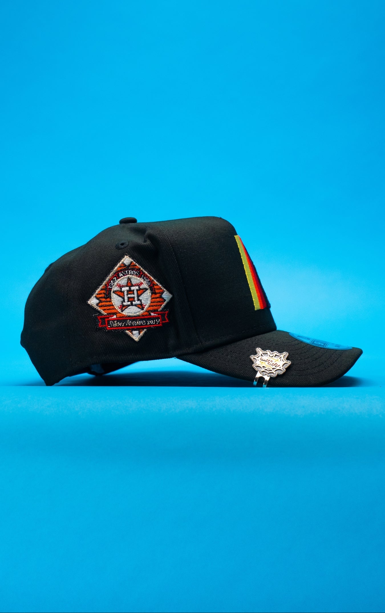 NEW ERA 9FIFTY A-FRAME BLACK HOUSTON ASTROS SNAPBACK W/ 40TH ANNIVERSARY SIDE PATCH