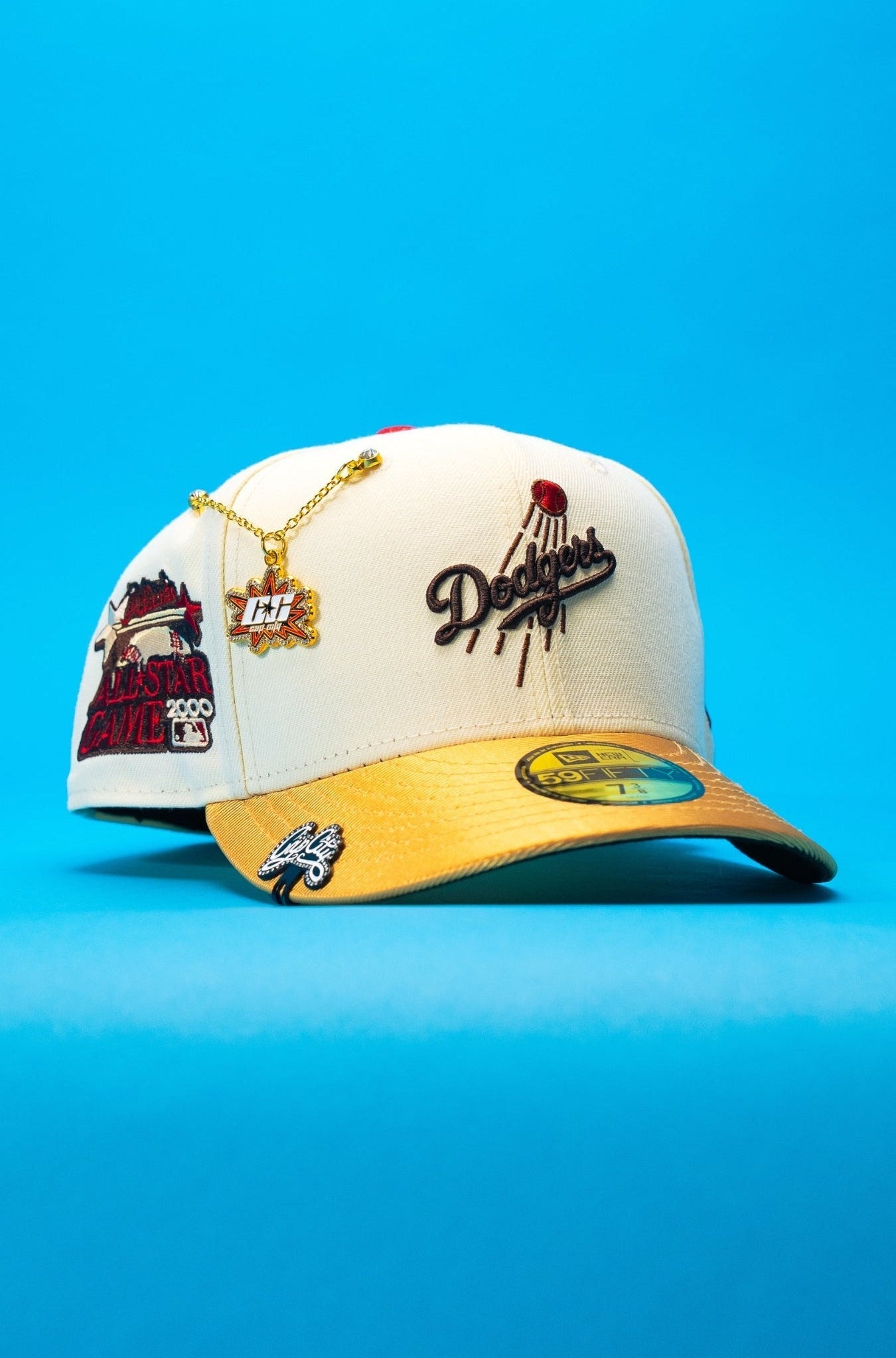 NEW ERA EXCLUSIVE 59FIFTY CHROME/GOLD LOS ANGELES DODGERS W/ 2000 ALL STAR GAME SIDE PATCH