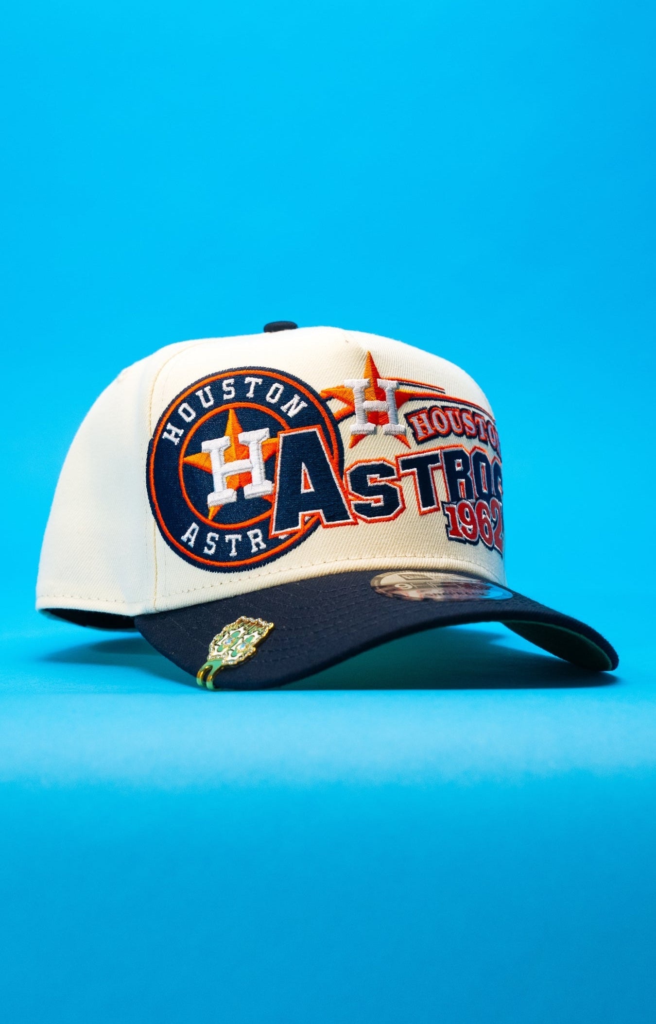 NEW ERA 9FIFTY A-FRAME CHROME/NAVY HOUSTON ASTROS SNAPBACK W/ 1962 EMBROIDERY