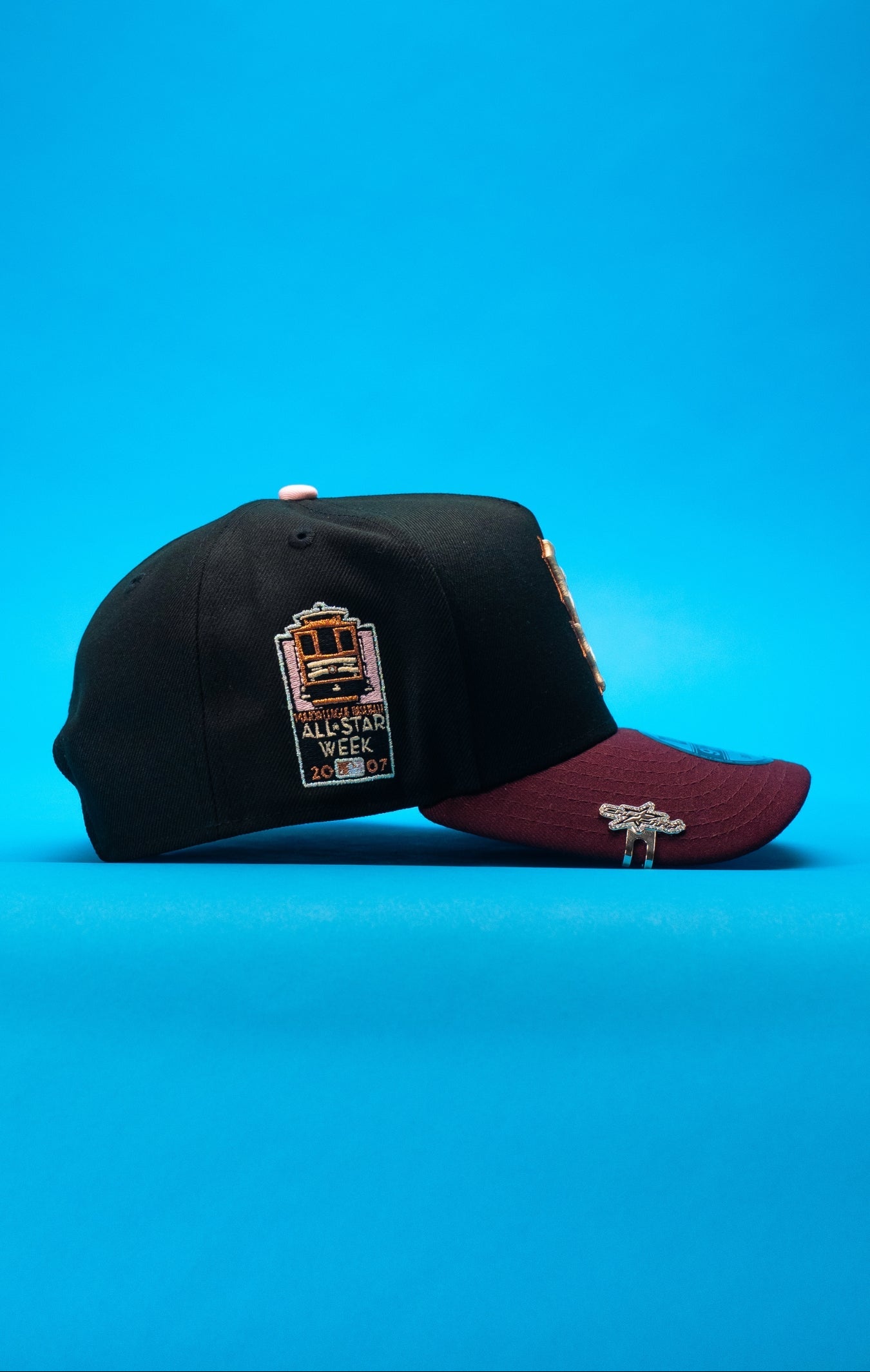 NEW ERA 9FIFTY A-FRAME BLACK/BURGUNDY SAN FRANCISCO GIANTS SNAPBACK W/ ALL STAR WEEK SIDE PATCH