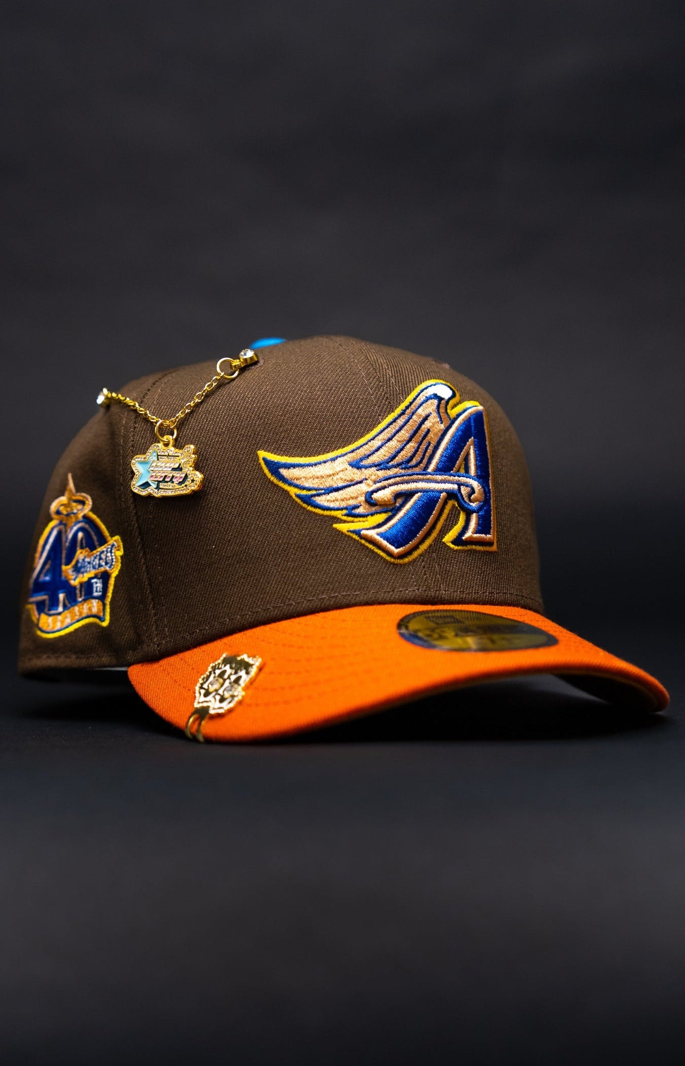 NEW ERA EXCLUSIVE 59FIFTY BROWN/RUST ANAHEIM ANGELS W/ 40TH ANNIVERSARY SIDE PATCH