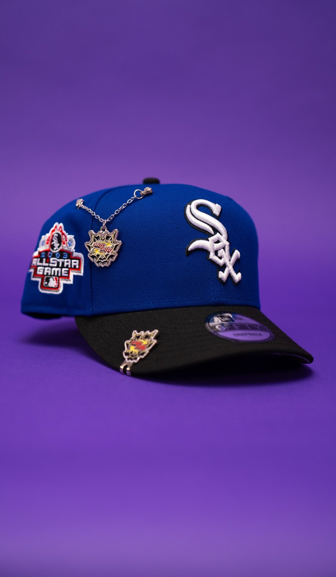 NEW ERA EXCLUSIVE 9FIFTY BLUE/BLACK CHICAGO WHITE SOX SNAPBACK W/ 2003 ALL STAR GAME SIDE PATCH