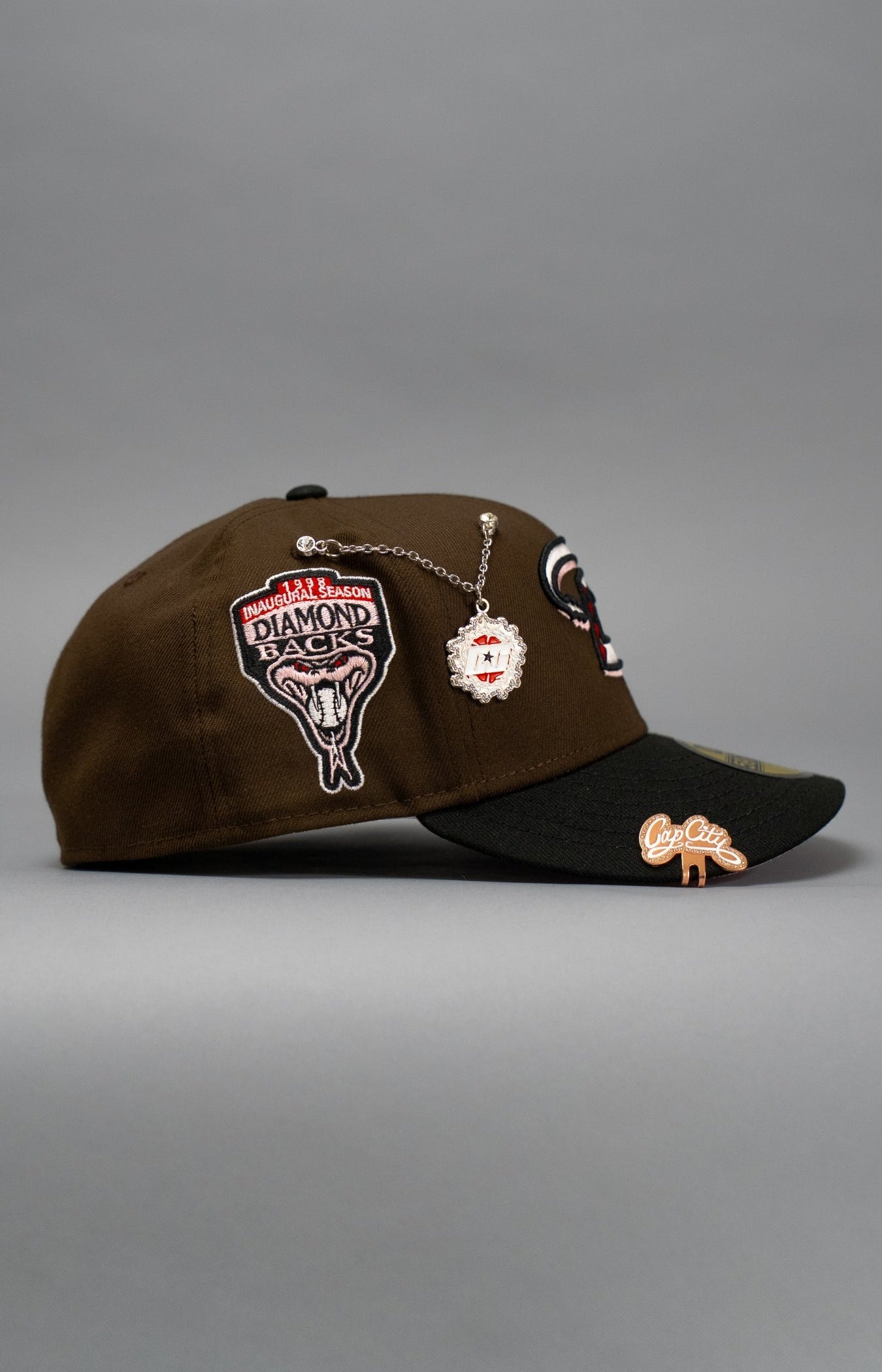 NEW ERA EXCLUSIVE 59FIFTY BROWN/BLACK ARIZONA DIAMONDBACKS W/ 1998 INAUGURAL SEASON SIDE PATCH