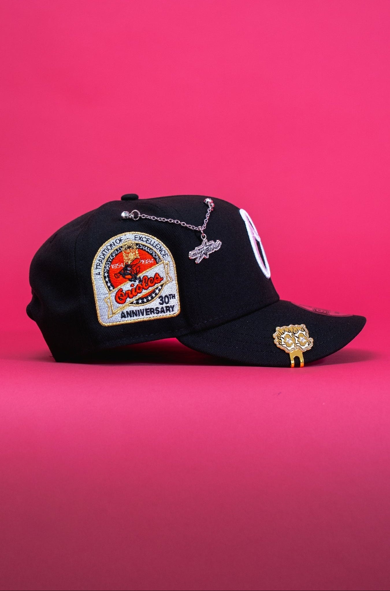 NEW ERA EXCLUSIVE 9FIFTY BLACK BALTIMORE ORIOLES SNAPBACK W/ 30TH ANNIVERSARY SIDE PATCH