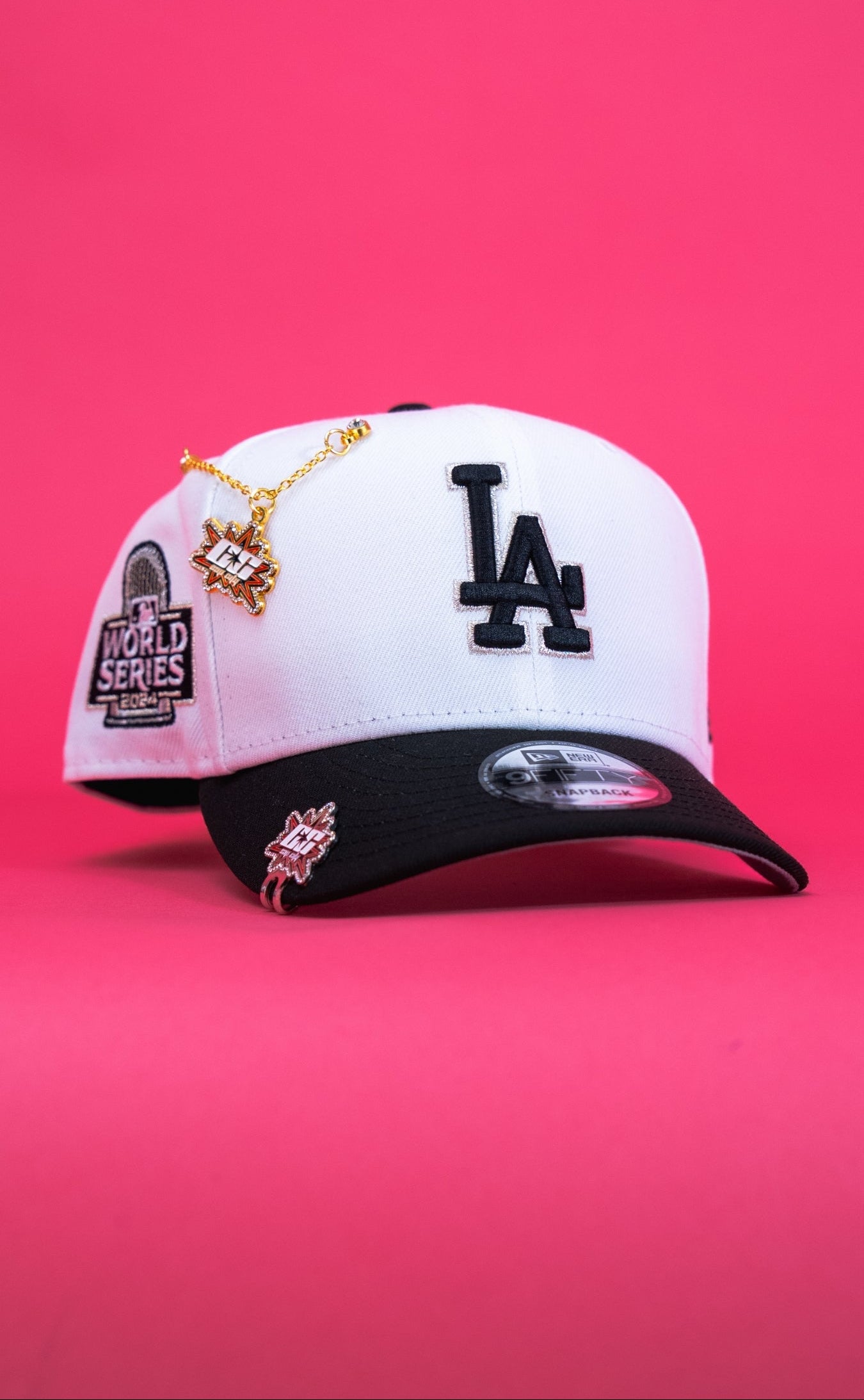 NEW ERA EXCLUSIVE 9FIFTY PEARL WHITE LOS ANGELES DODGERS SNAPBACK W/ 2024 WORLD SERIES SIDE PATCH