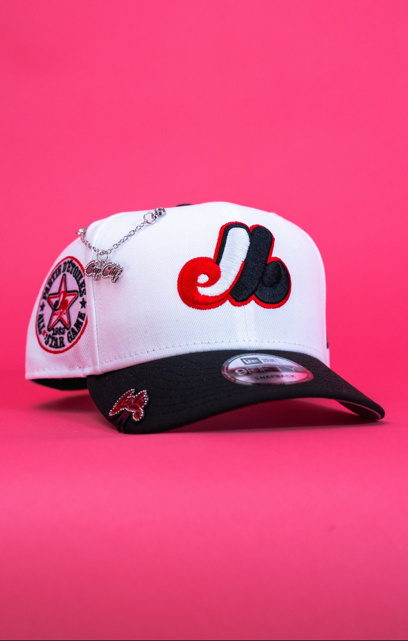 NEW ERA EXCLUSIVE 9FIFTY PEARL WHITE MONTREAL EXPOS SNAPBACK W/ 1982 ALL STAR GAME SIDE PATCH