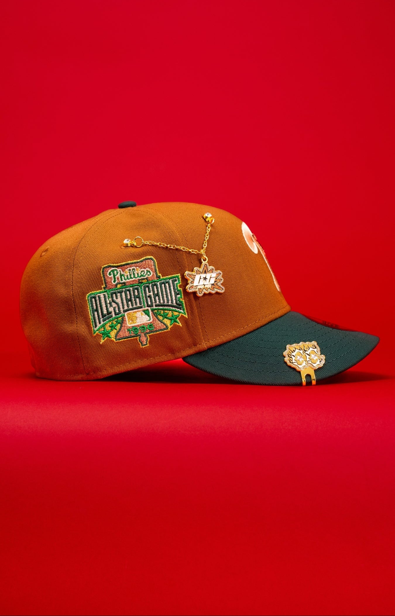 NEW ERA EXCLUSIVE 59FIFTY DARK KHAKI/GREEN PHILADELPHIA PHILLIES W/ 1996 ALL STAR GAME PATCH