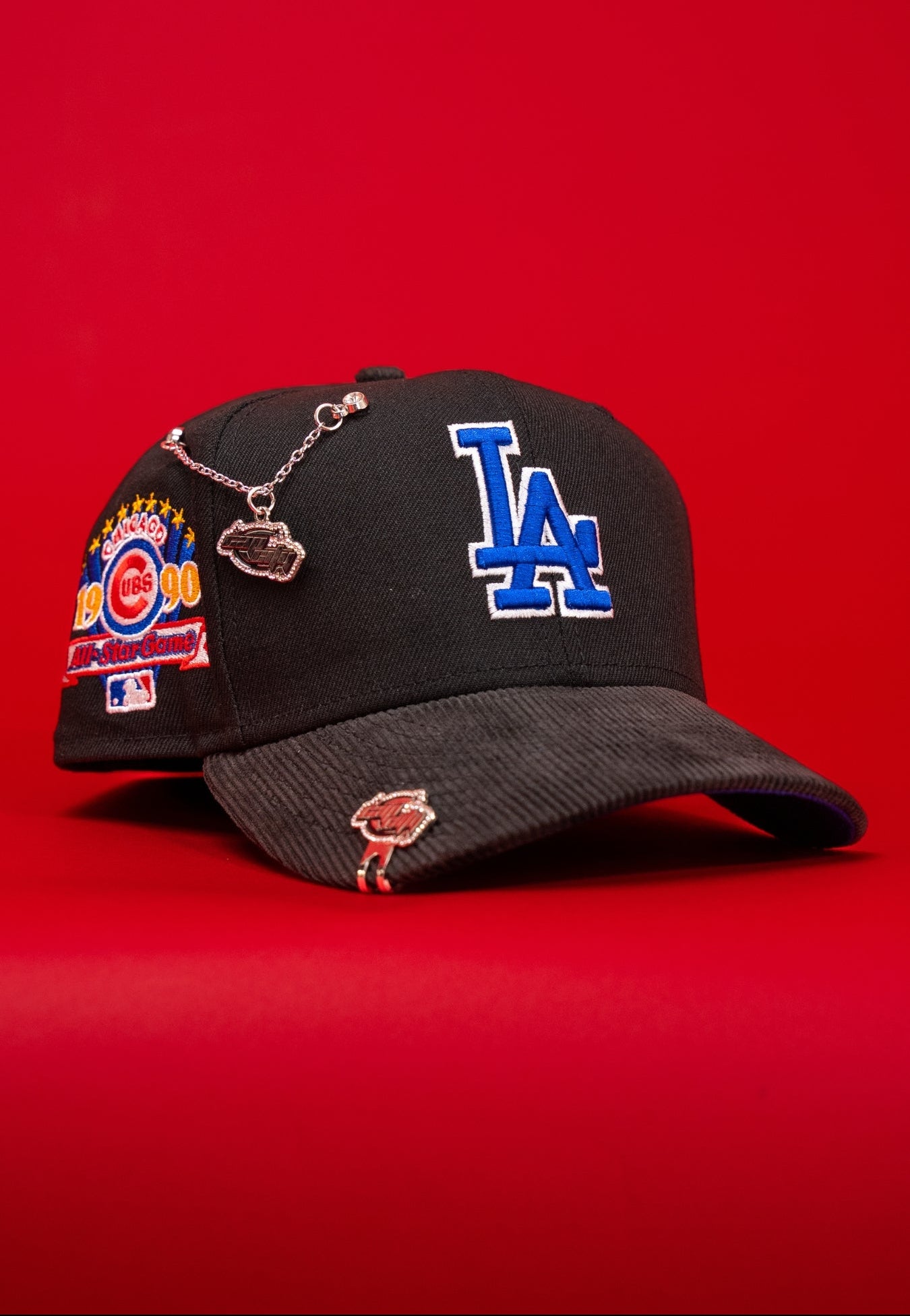 NEW ERA EXCLUSIVE 59FIFTY BLACK/CORDUROY LOS ANGELES DODGERS W/ 1990 ALL STAR GAME SIDE PATCH