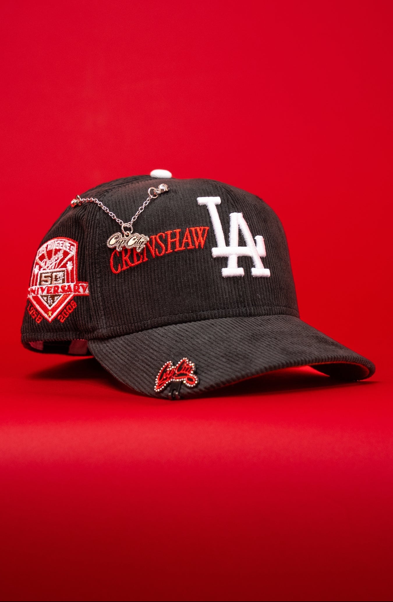 NEW ERA EXCLUSIVE 59FIFTY CORDUROY LOS ANGELES DODGERS W/ "CRENSHAW" + 50TH ANNIVERSARY SIDE PATCH