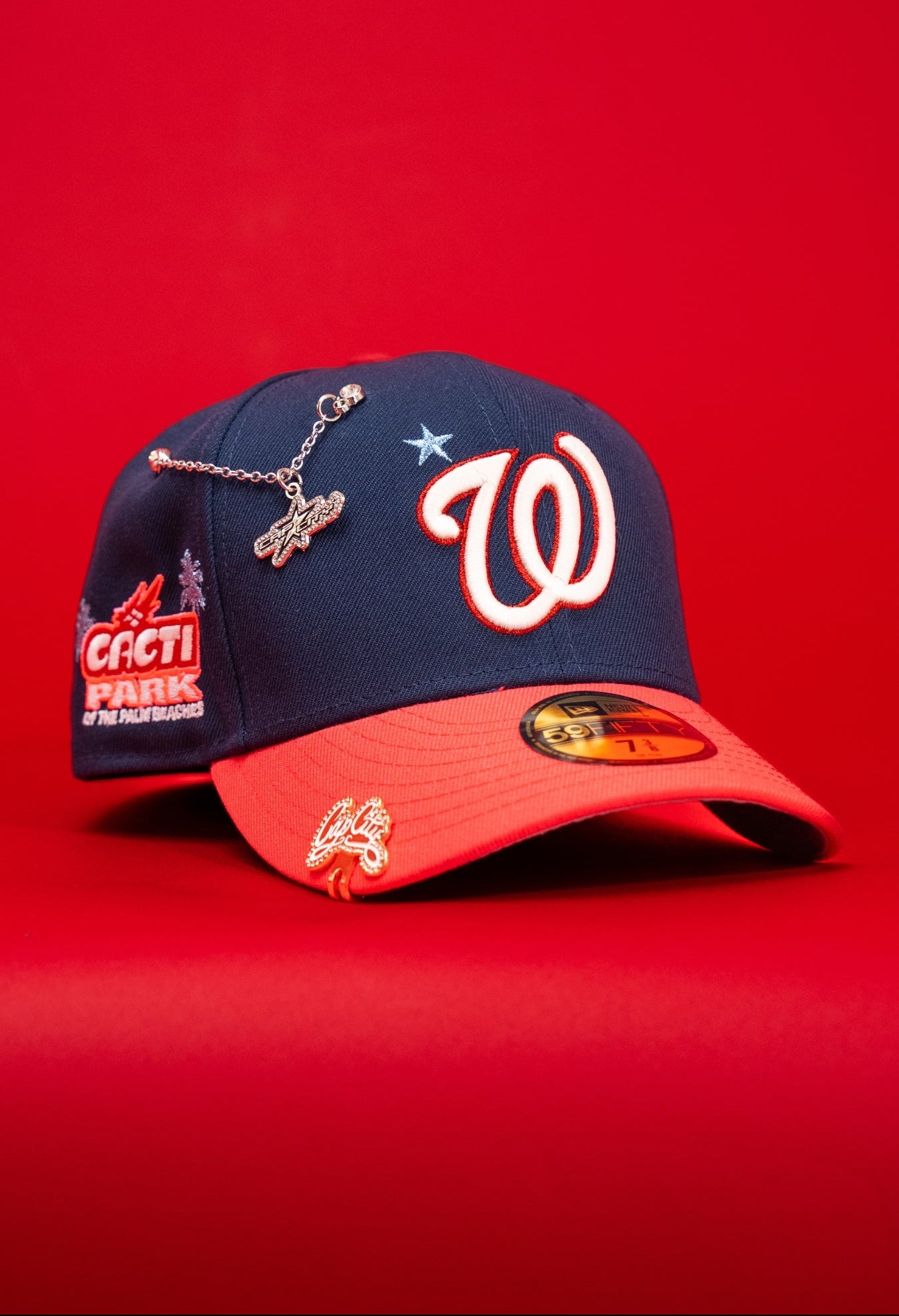 NEW ERA EXCLUSIVE 59FIFTY NAVY/HOT PINK WASHINGTON NATIONALS W/ CACTI PARK SIDE PATCH