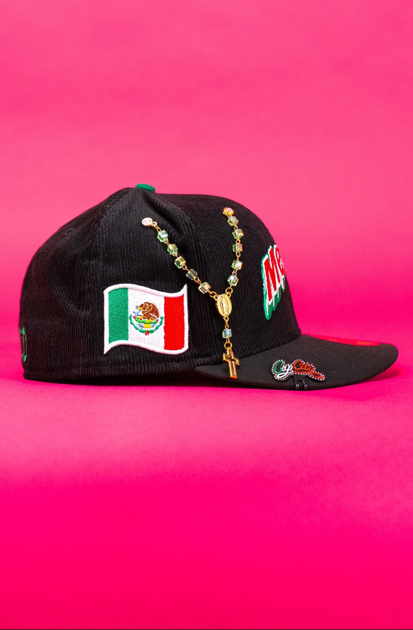 NEW ERA EXCLUSIVE 59FIFTY BLACK CORDUROY 2025 WBC MEXICO SCRIPT W/ MEXICO FLAG SIDE PATCH