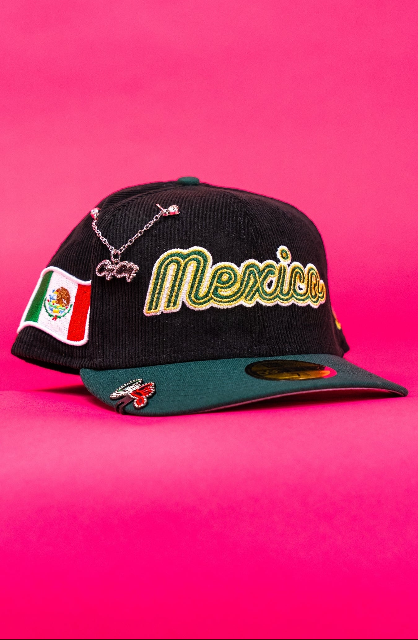 NEW ERA EXCLUSIVE 59FIFTY CORDUROY/GREEN 2025 WBC MEXICO SCRIPT W/ MEXICO FLAG SIDE PATCH
