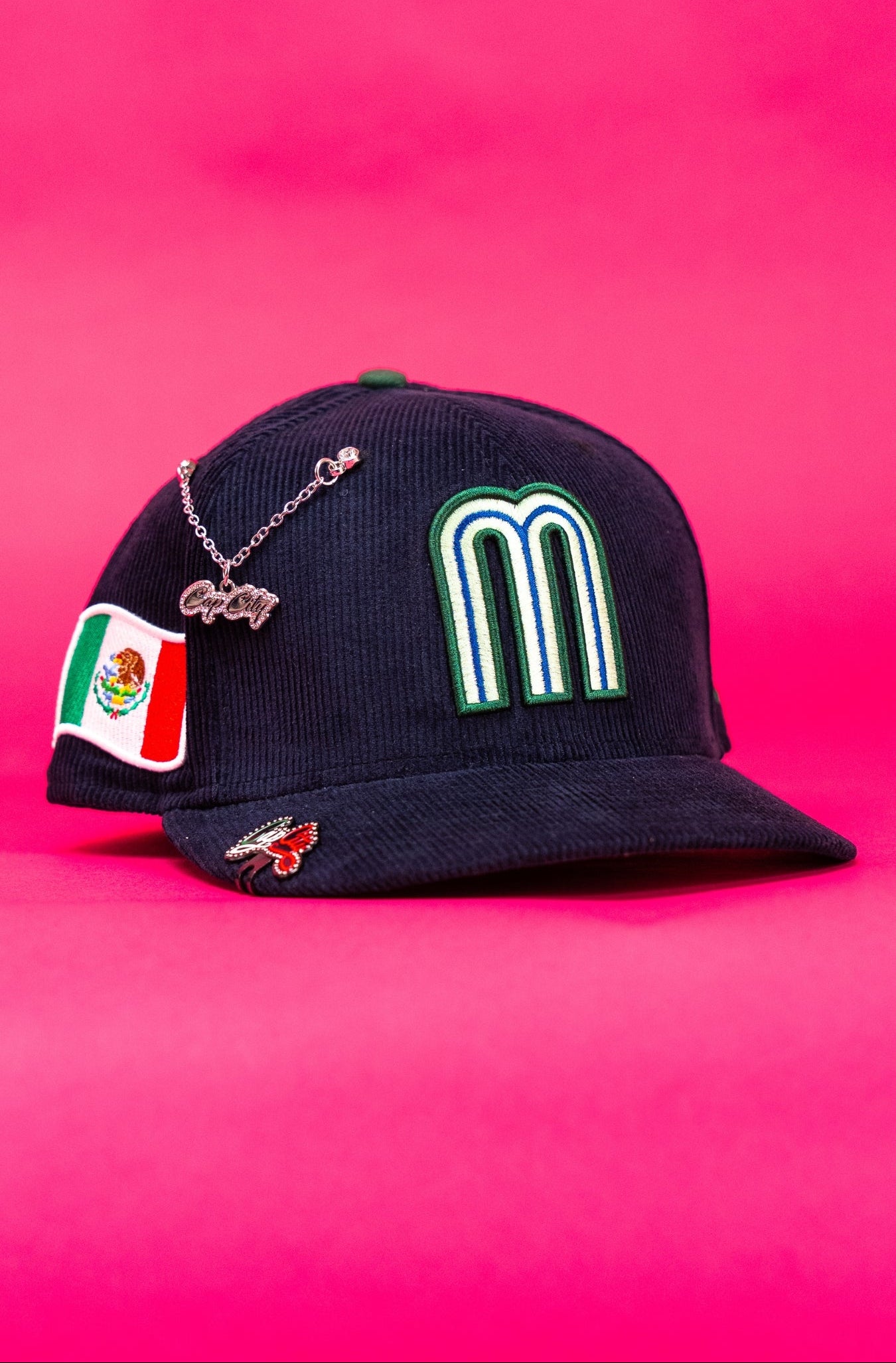 NEW ERA EXCLUSIVE 59FIFTY NAVY CORDUROY 2025 WBC MEXICO W/ MEXICO FLAG SIDE PATCH