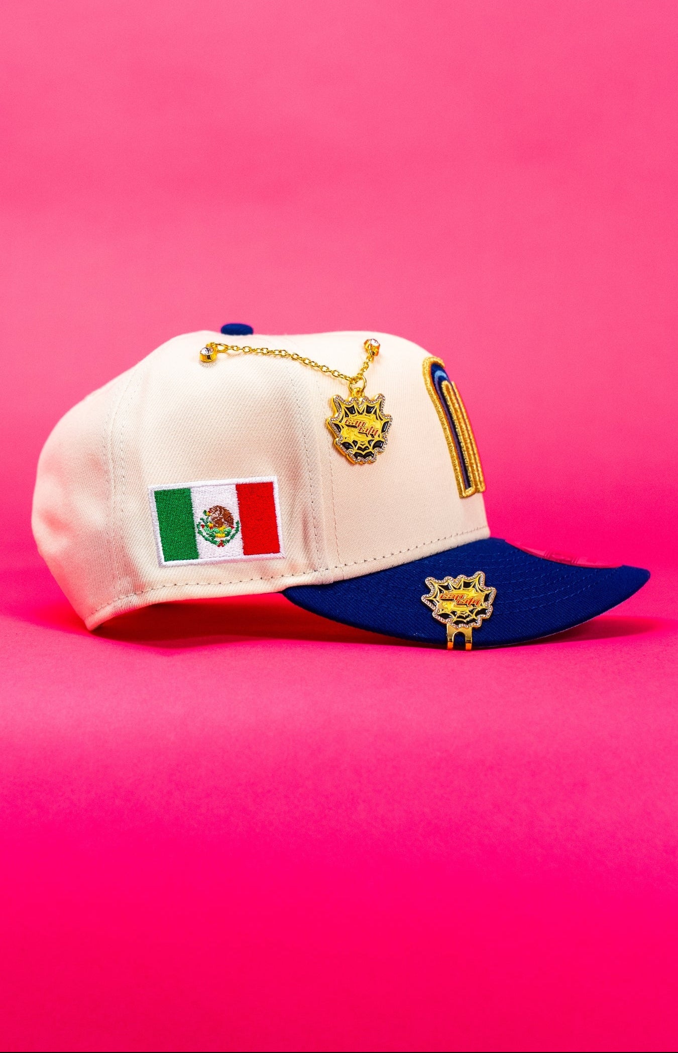 NEW ERA EXCLUSIVE 9FIFTY CHROME/BLUE MEXICO 2025 WORLD BASEBALL CLASSIC SNAPBACK W/ MEXICO FLAG SIDE PATCH