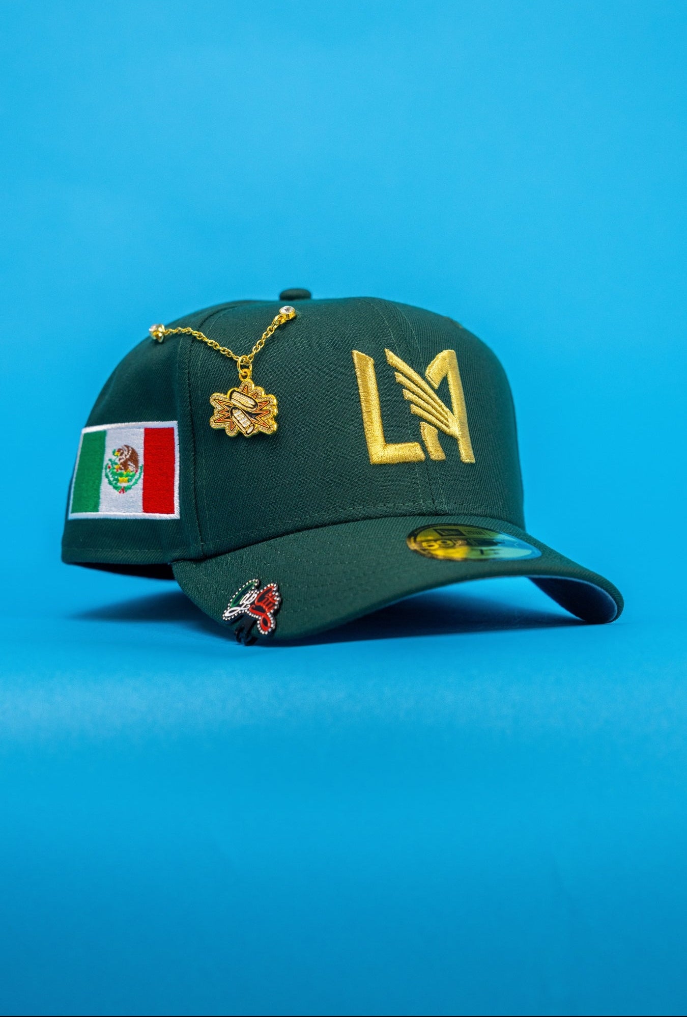 NEW ERA EXCLUSIVE 59FIFTY FOREST GREEN "LOS ANGELES FOOTBALL CLUB" W/ MEXICO FLAG SIDE PATCH