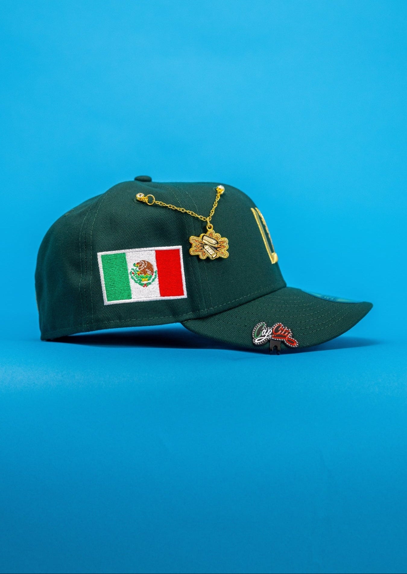 NEW ERA EXCLUSIVE 59FIFTY FOREST GREEN "LOS ANGELES FOOTBALL CLUB" W/ MEXICO FLAG SIDE PATCH