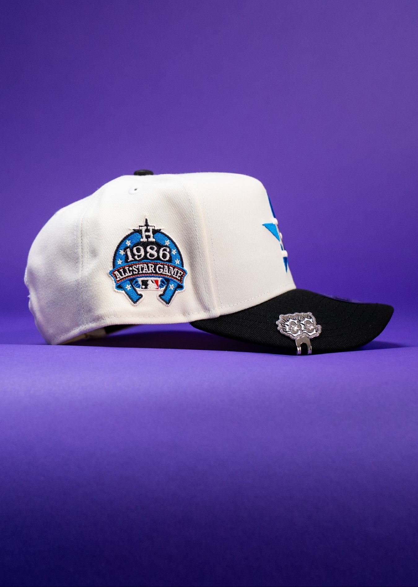NEW ERA 9FIFTY A-FRAME CHROME/BLACK HOUSTON ASTROS SNAPBACK W/ 1986 ALL STAR GAME SIDE PATCH