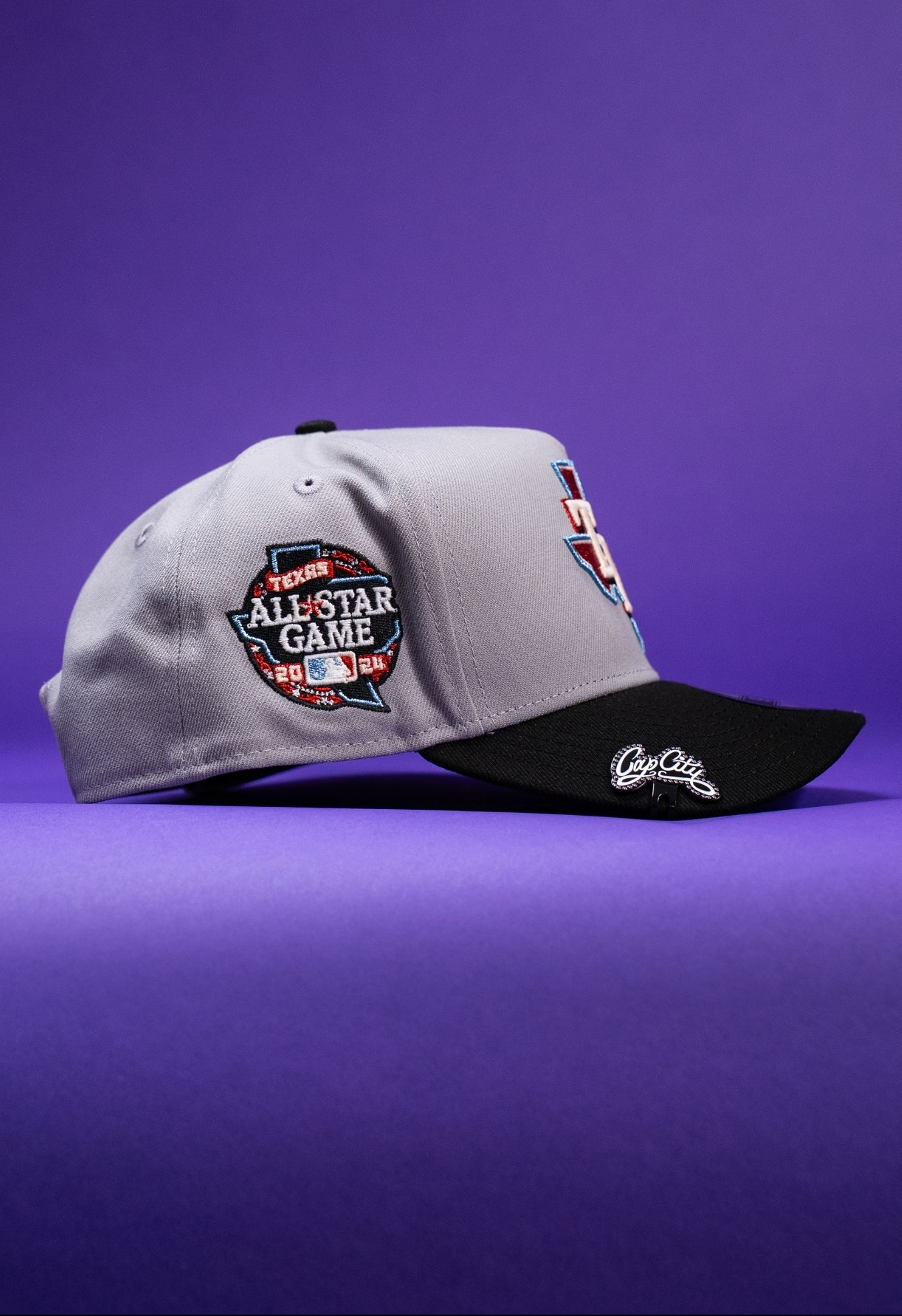 NEW ERA 9FIFTY A-FRAME GREY/BLACK TEXAS RANGERS W/ ALL STAR GAME SIDE PATCH
