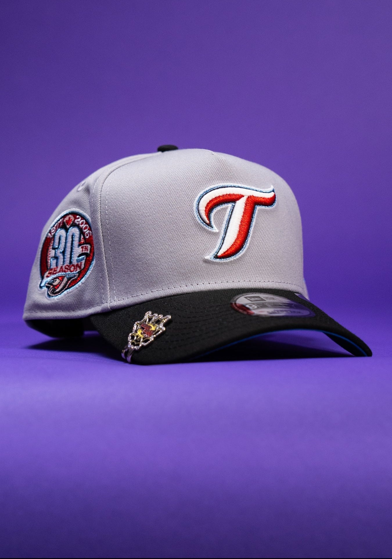 NEW ERA 9FIFTY A-FRAME GREY/BLACK TORONTO BLUE JAYS W/ 30TH SEASON SIDE PATCH