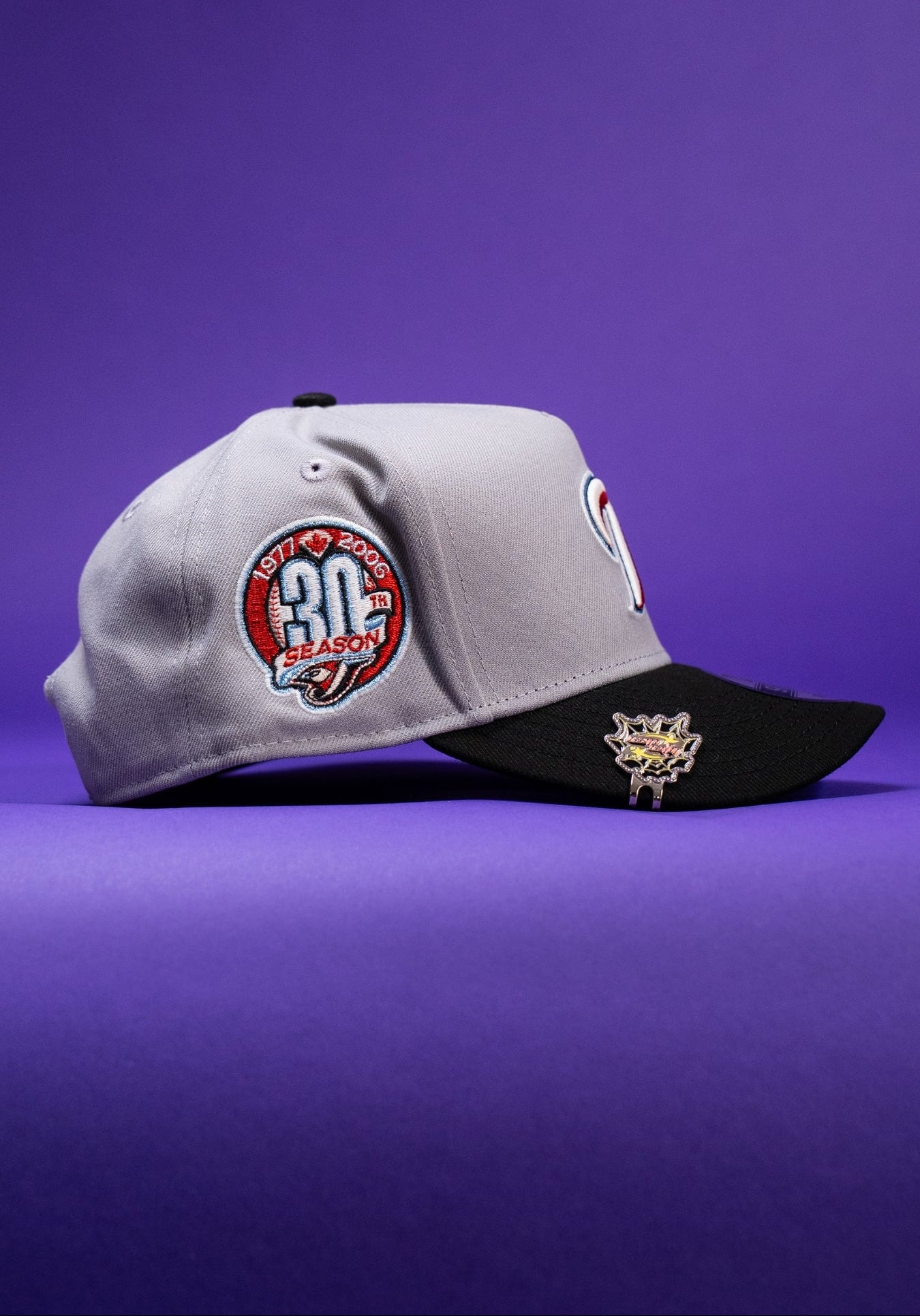 NEW ERA 9FIFTY A-FRAME GREY/BLACK TORONTO BLUE JAYS W/ 30TH SEASON SIDE PATCH