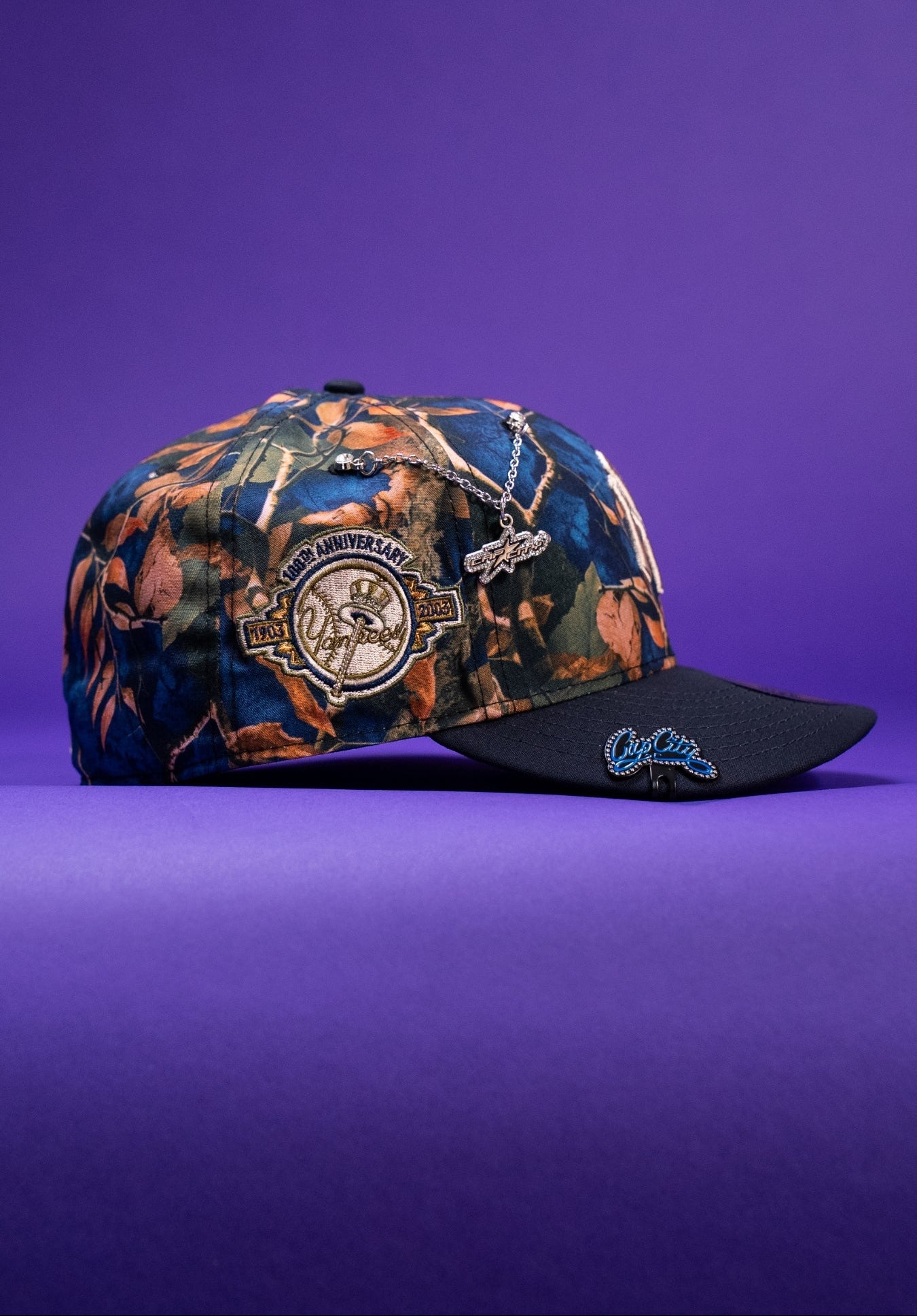 NEW ERA EXCLUSIVE 59FIFTY CAMOUFLAGE NEW YORK YANKEES W/ 100TH ANNIVERSARY SIDE PATCH