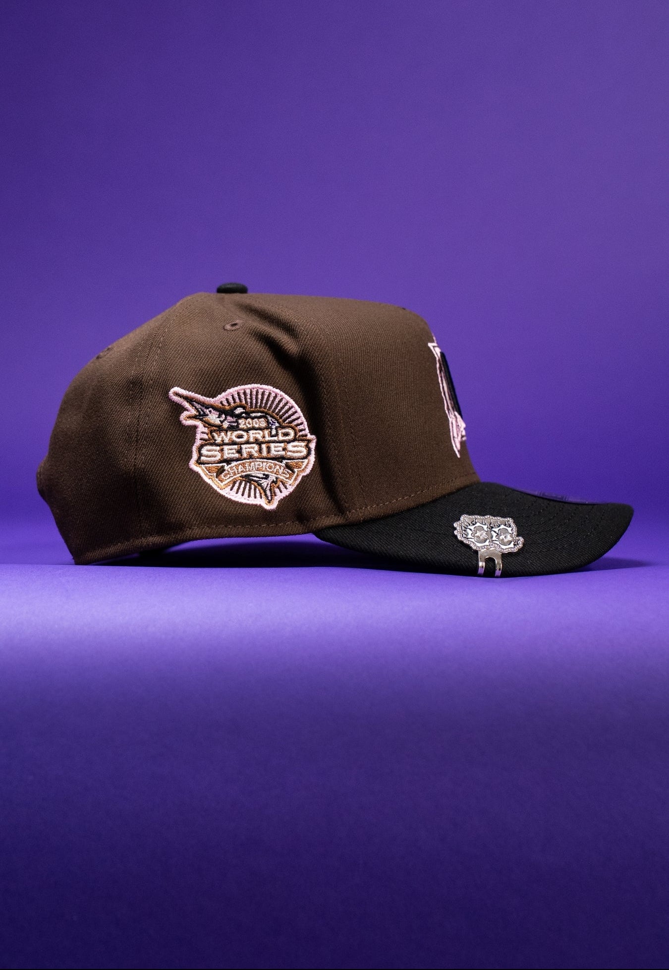NEW ERA 9FIFTY A-FRAME BROWN/BLACK MIAMI MARLINS W/ WORLD SERIES SIDE PATCH