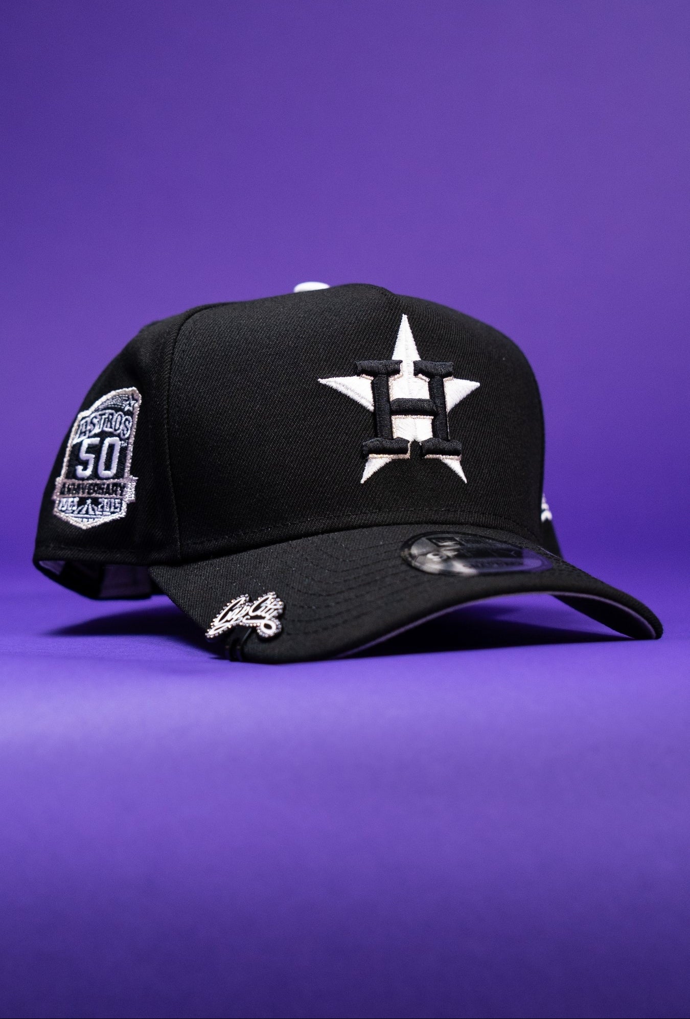 NEW ERA 9FIFTY A-FRAME BLACK HOUSTON ASTROS W/ 50TH ANNIVERSARY SIDE PATCH