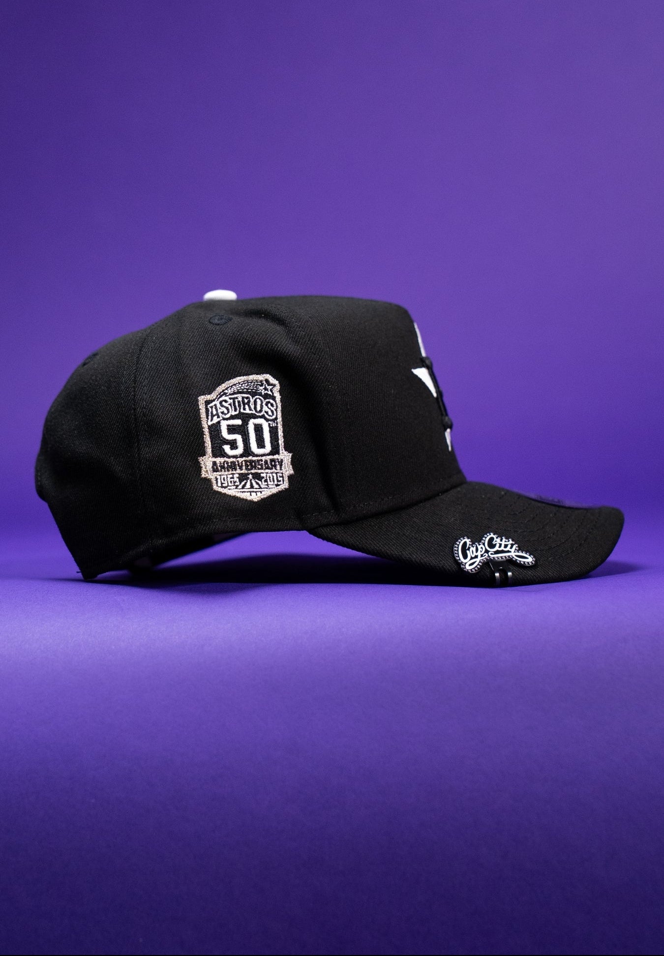 NEW ERA 9FIFTY A-FRAME BLACK HOUSTON ASTROS W/ 50TH ANNIVERSARY SIDE PATCH