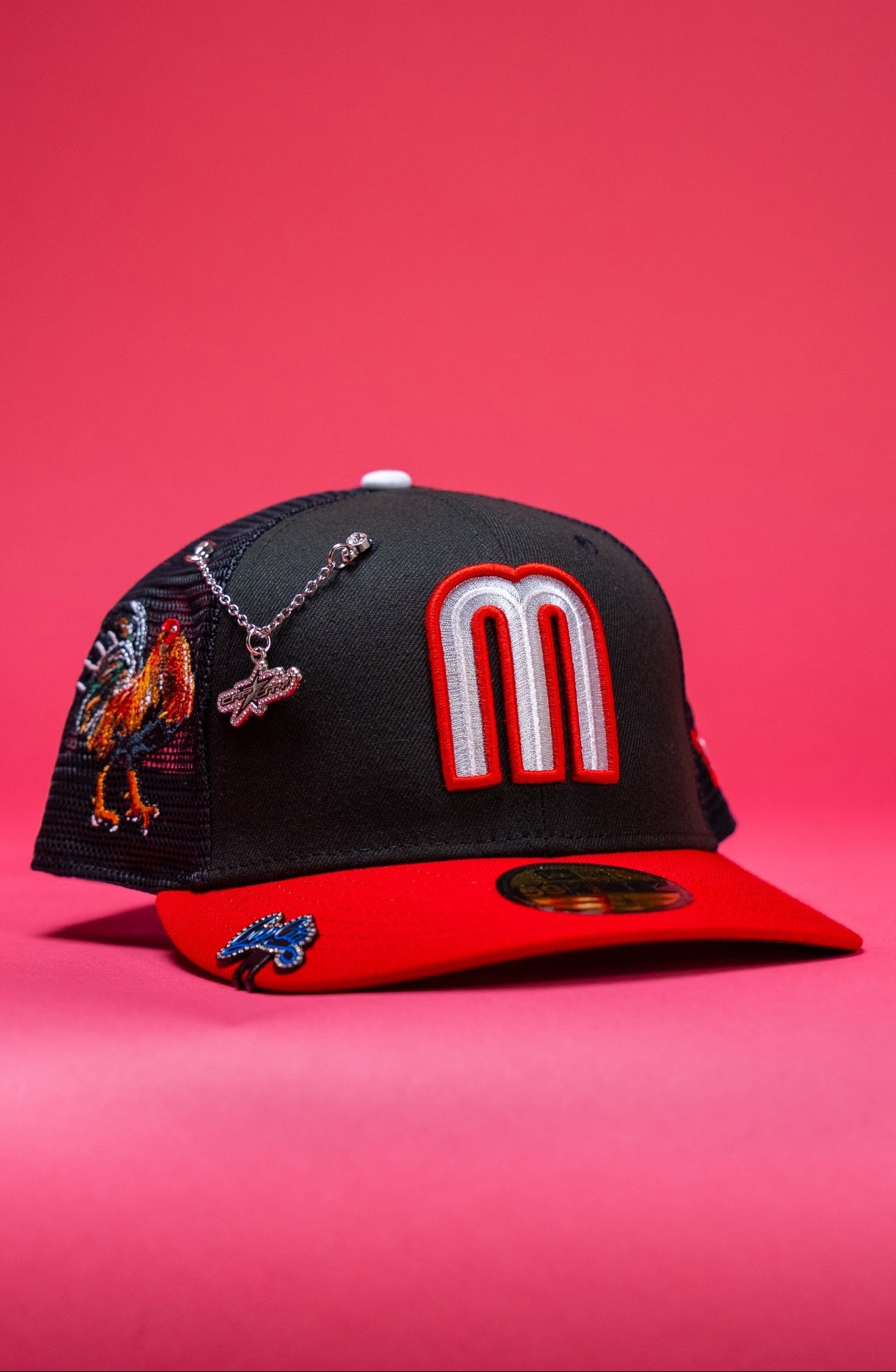 NEW ERA EXCLUSIVE 59FIFTY BLACK/RED 2025 WBC MEXICO MESHBACK W/ EL GALLO SIDE PATCH