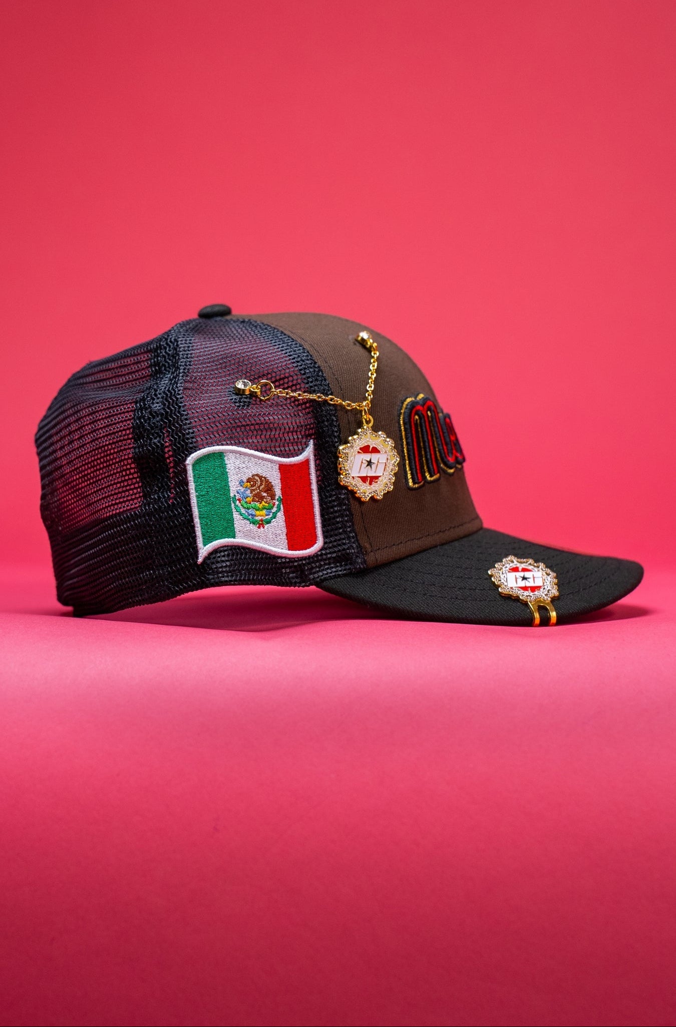NEW ERA EXCLUSIVE 59FIFTY BROWN 2025 WBC MEXICO SCRIPIT MESHBACK W/ MEXICO FLAG SIDE PATCH