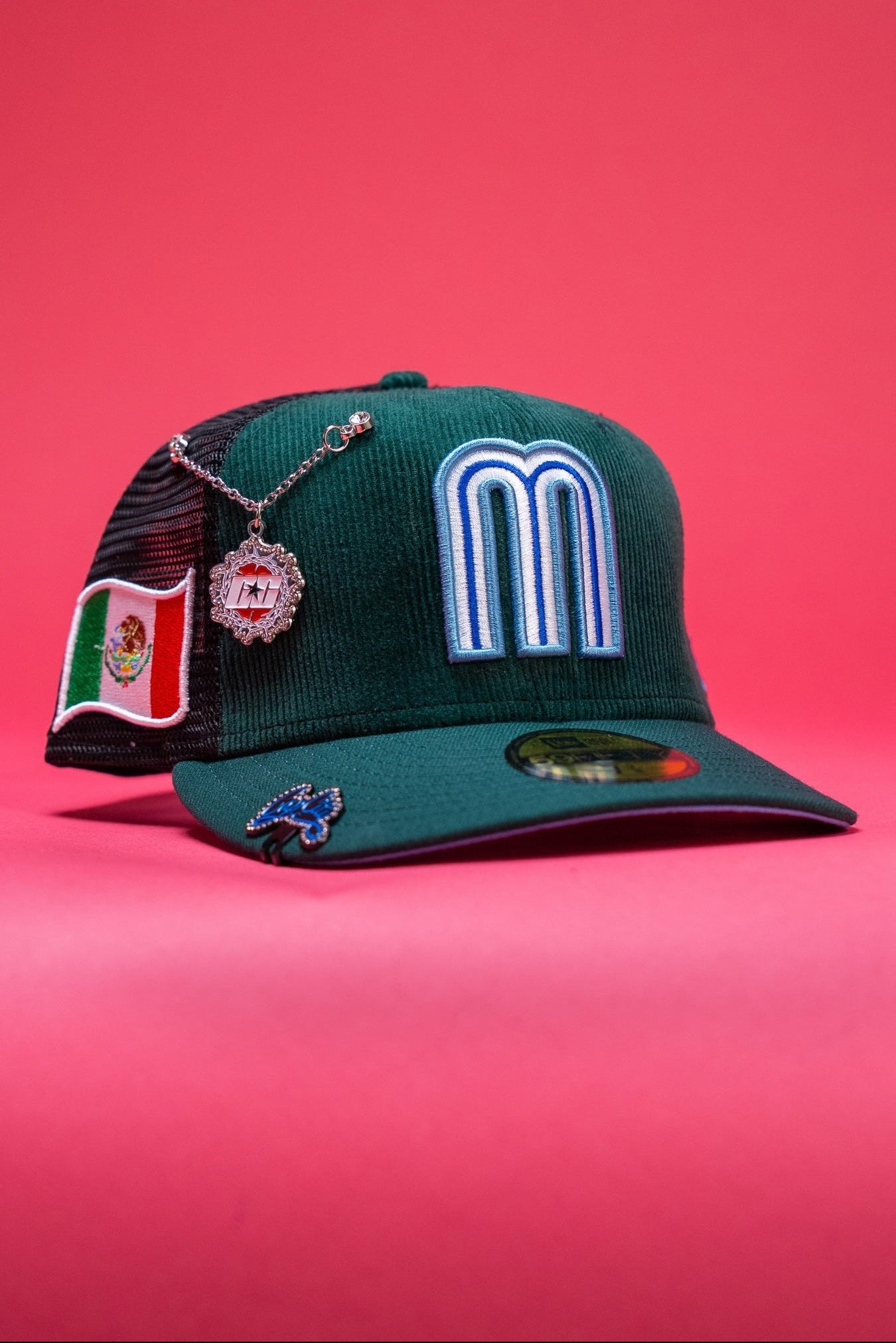 NEW ERA EXCLUSIVE 59FIFTY GREEN CORDUROY 2025 WBC MEXICO MESHBACK W/ MEXICO FLAG SIDE PATCH