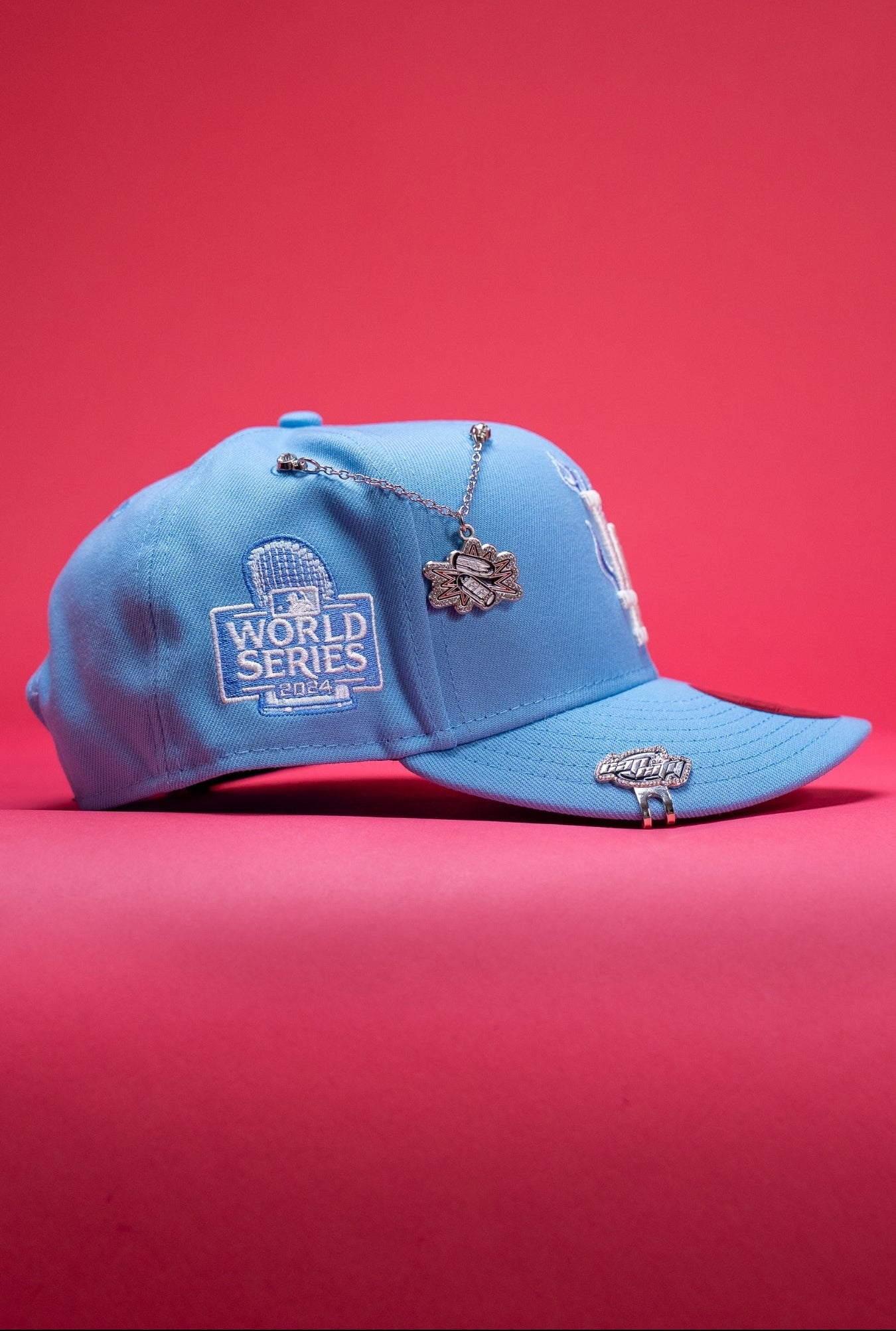 NEW ERA EXCLUSIVE 9FIFTY ICY BLUE LOS ANGELES DODGERS SNAPBACK W/ 2024 WORLD SERIES SIDE PATCH