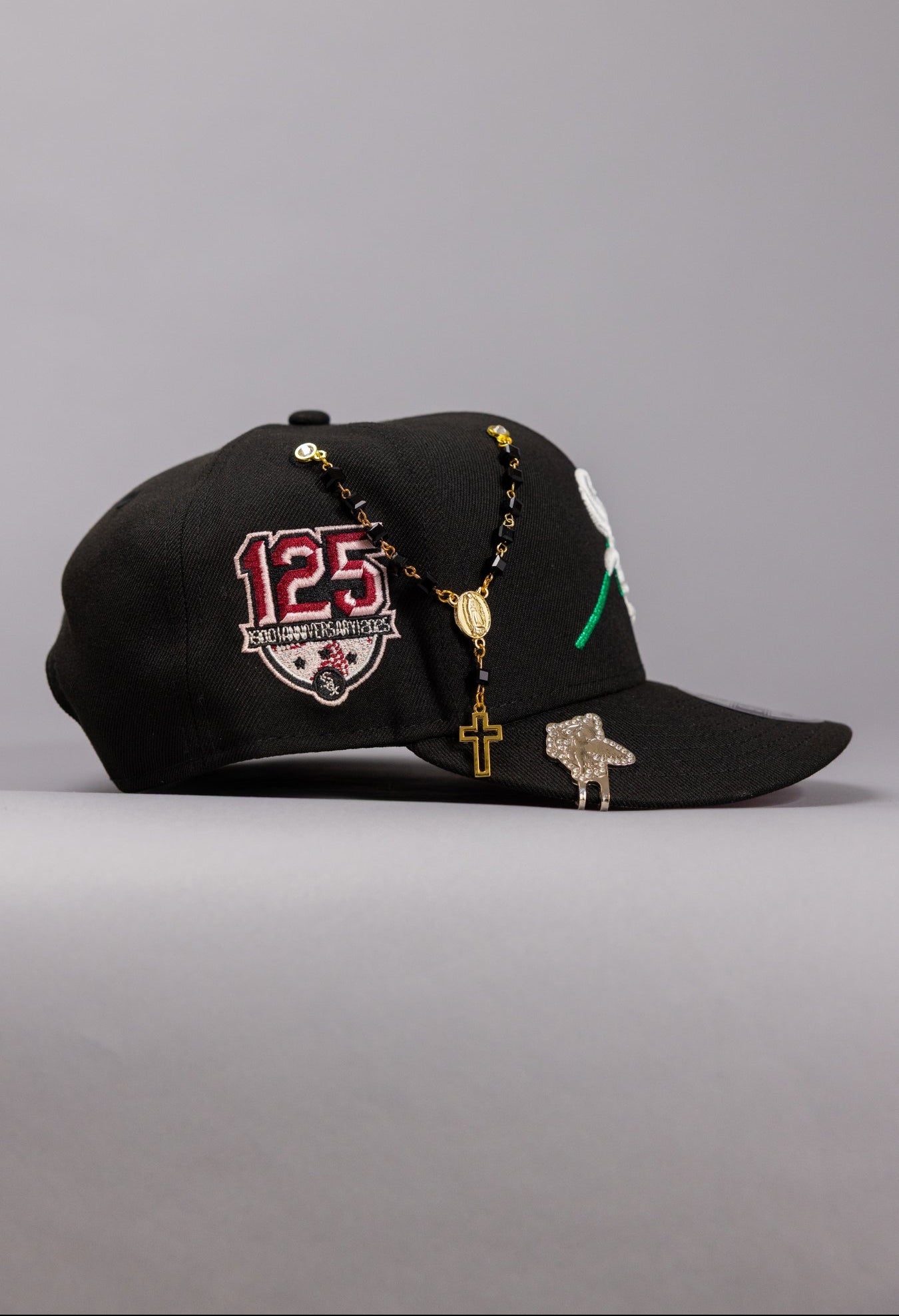 NEW ERA EXCLUSIVE 9FIFTY BLACK CHICAGO WHITE SOX SNAPBACK W/ ROSE + 125TH ANNIVERSARY SIDE PATCH