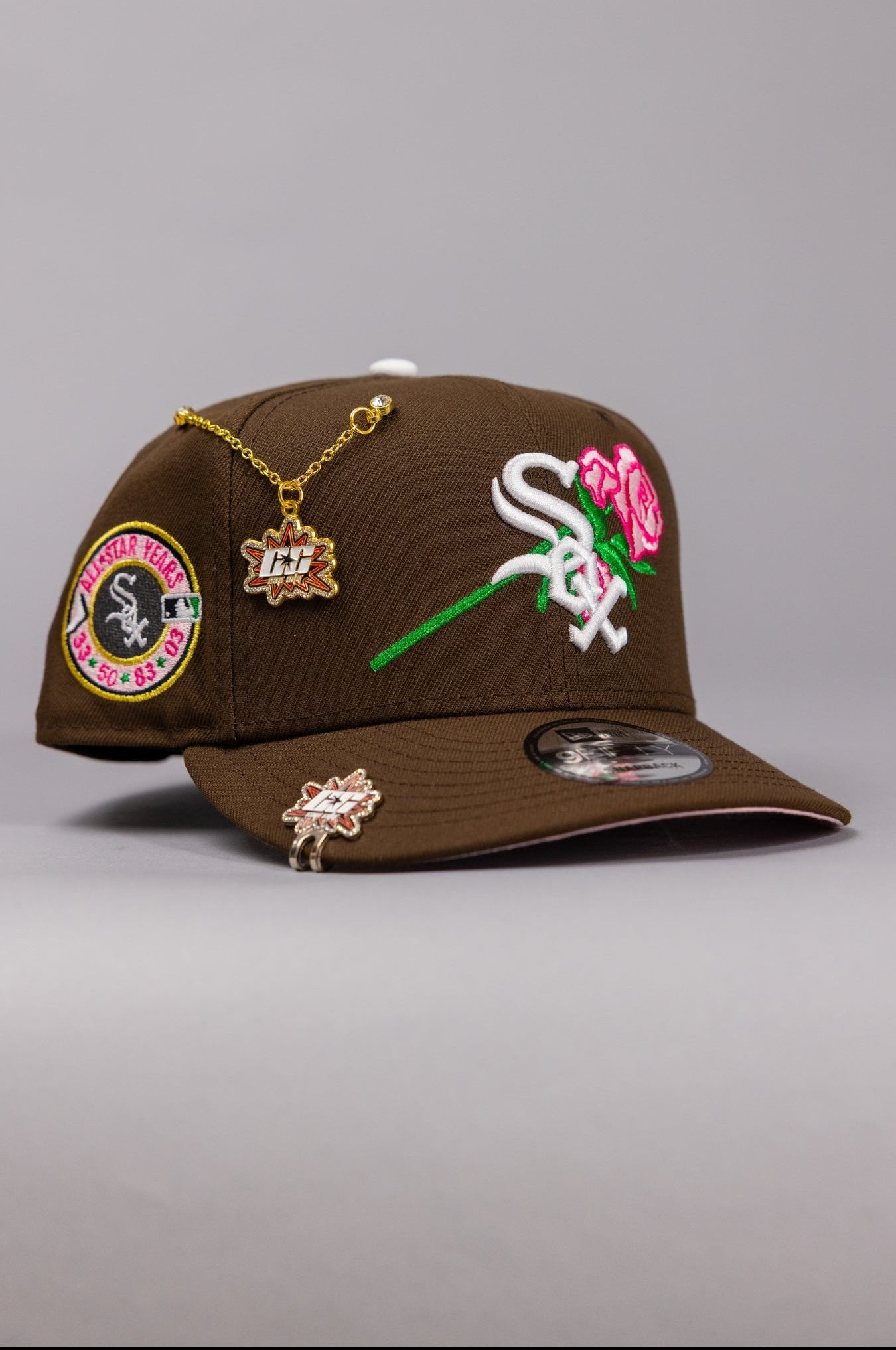 NEW ERA EXCLUSIVE 9FIFTY BROWN CHICAGO WHITE SOX SNAPBACK W/ ROSE + ALL STAR YEARS SIDE PATCH