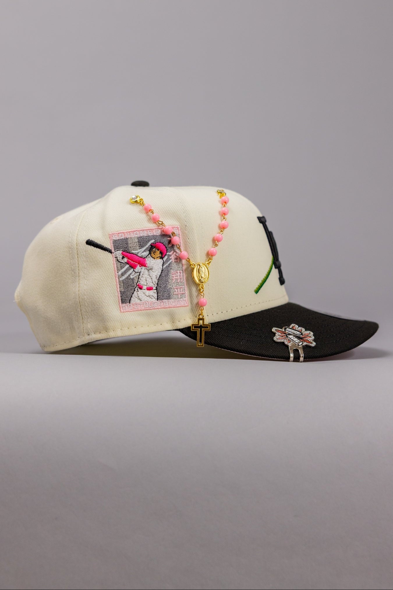 NEW ERA EXCLUSIVE 9FIFTY CHROME/BLACK LOS ANGELES DODGERS SNAPBACK W/ ROSE + SHOHEI OHTANI 50-50 CLUB SIDE PATCH