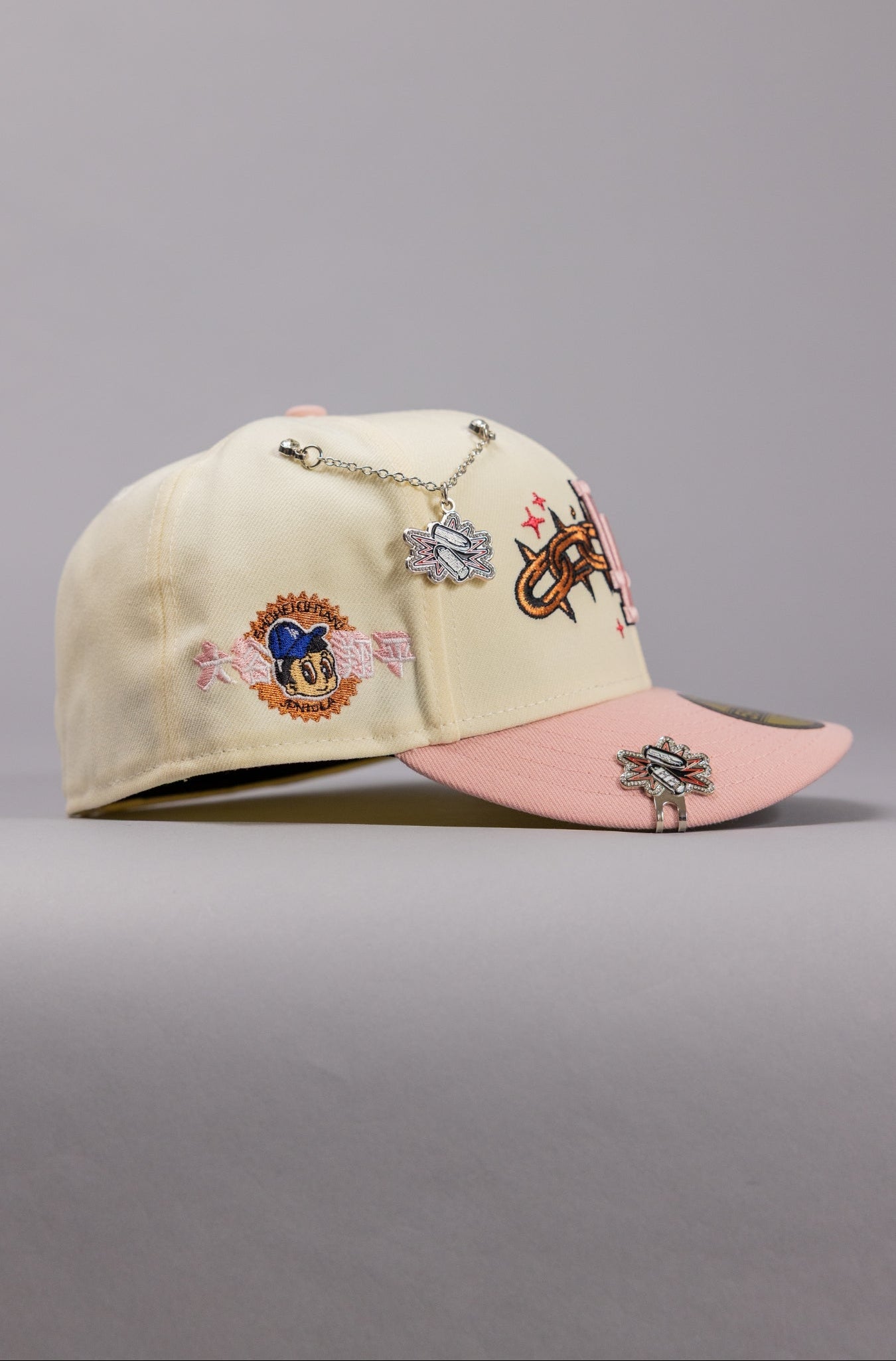 NEW ERA EXCLUSIVE 59FIFTY CHROME/PINK LOS ANGELES DODGERS W/ EMBROIDERY + SHOHEI OHTANI SIDE PATCH