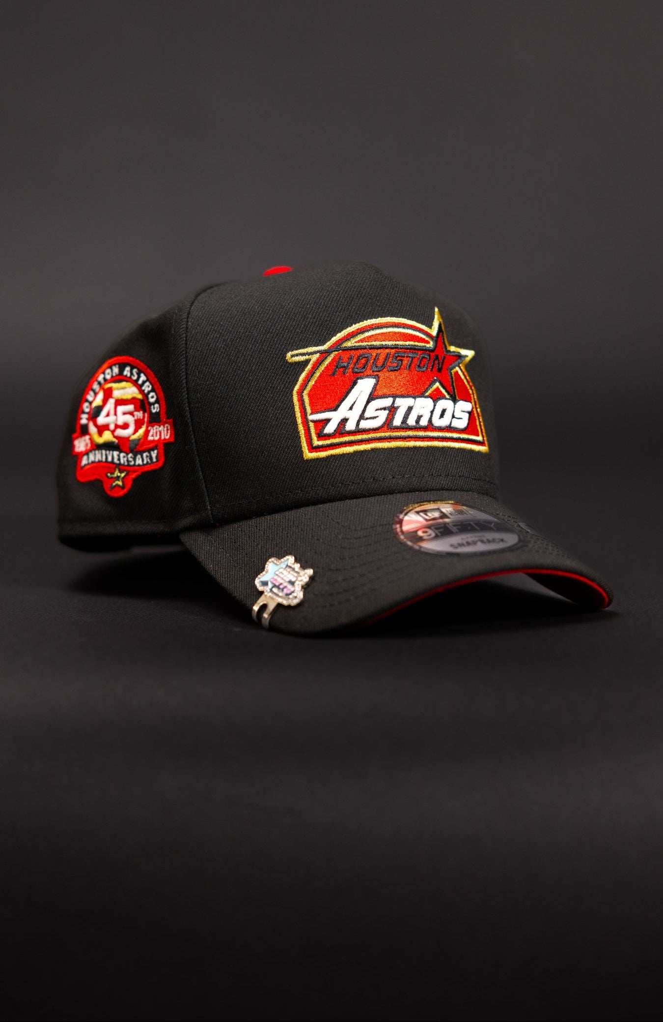 NEW ERA 9FIFTY A-FRAME BLACK HOUSTON ASTROS SNAPBACK W/ 45TH ANNIVERSARY SIDE PATCH