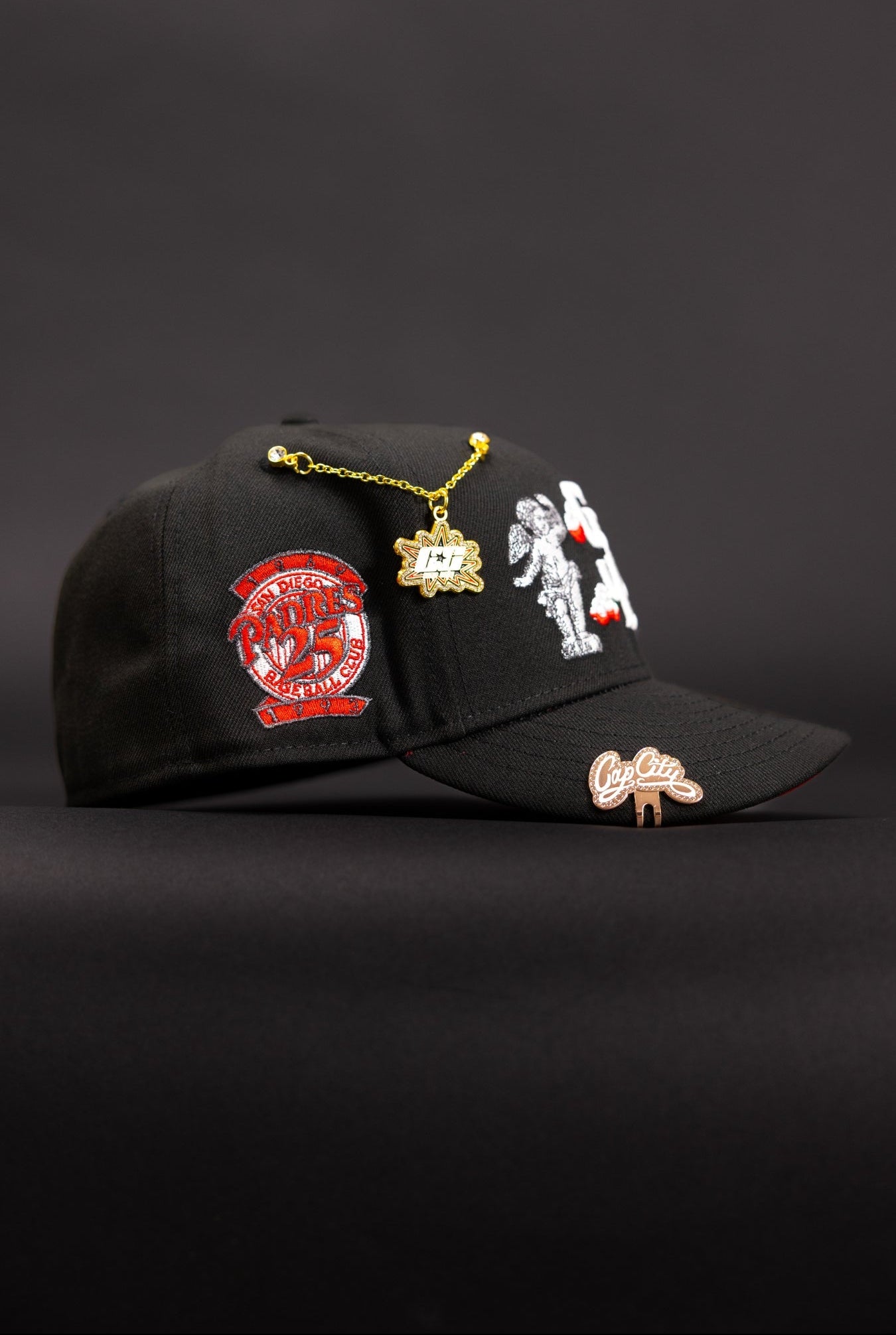 NEW ERA EXCLUSIVE 59FIFTY BLACK SAN DIEGO PADRES "HEAVENLY CITY" W/ 25TH ANNIVERSARY SIDE PATCH