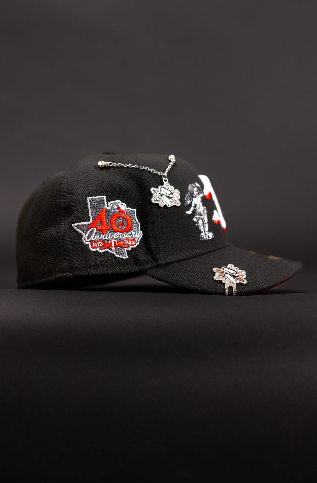 NEW ERA EXCLUSIVE 59FIFTY BLACK TEXAS RANGERS "HEAVENLY CITY" W/ 40TH ANNIVERSARY SIDE PATCH