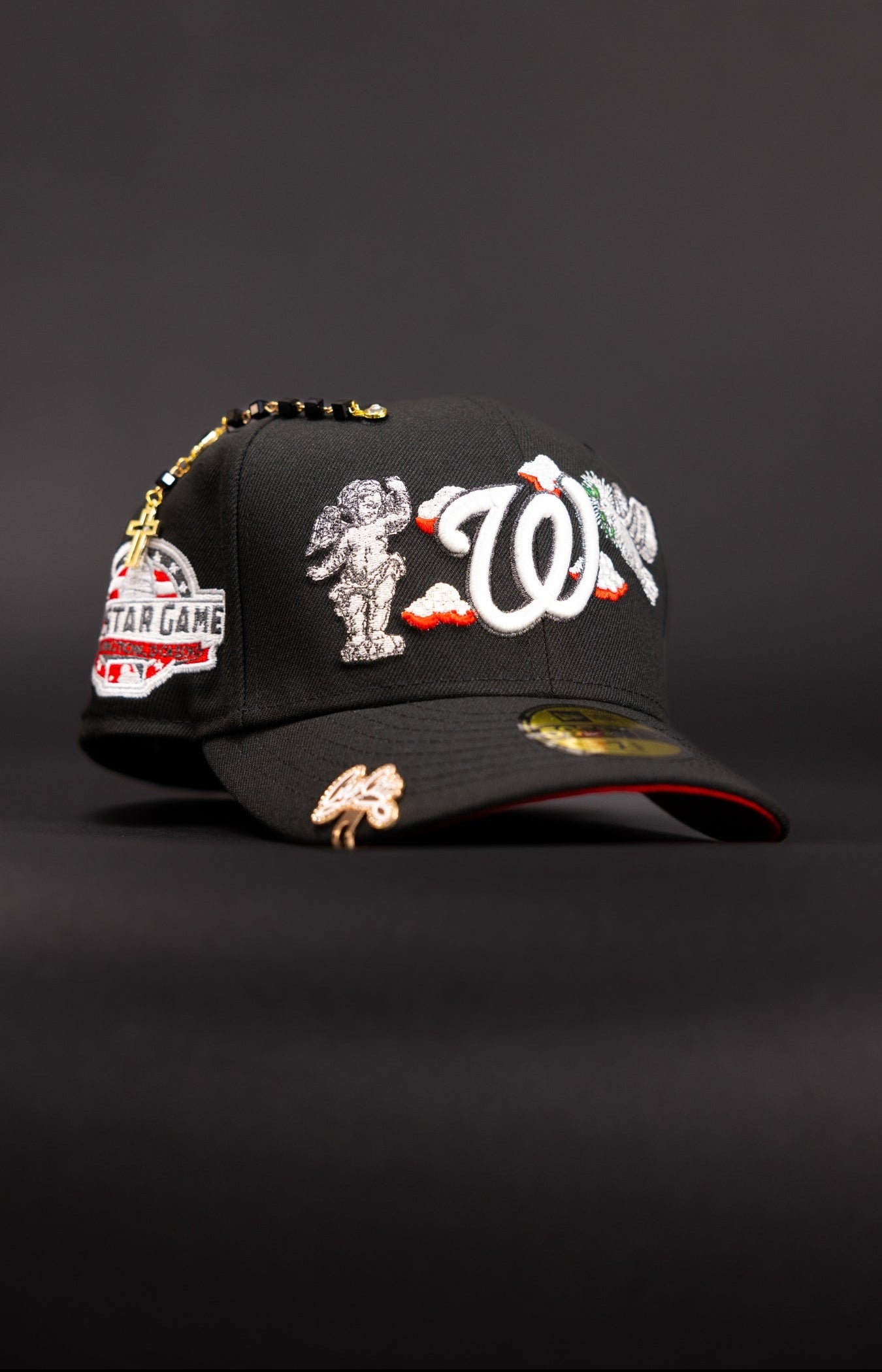NEW ERA EXCLUSIVE 59FIFTY BLACK WASHINGTON NATIONALS "HEAVENLY CITY" W/ ALL STAR GAME SIDE PATCH
