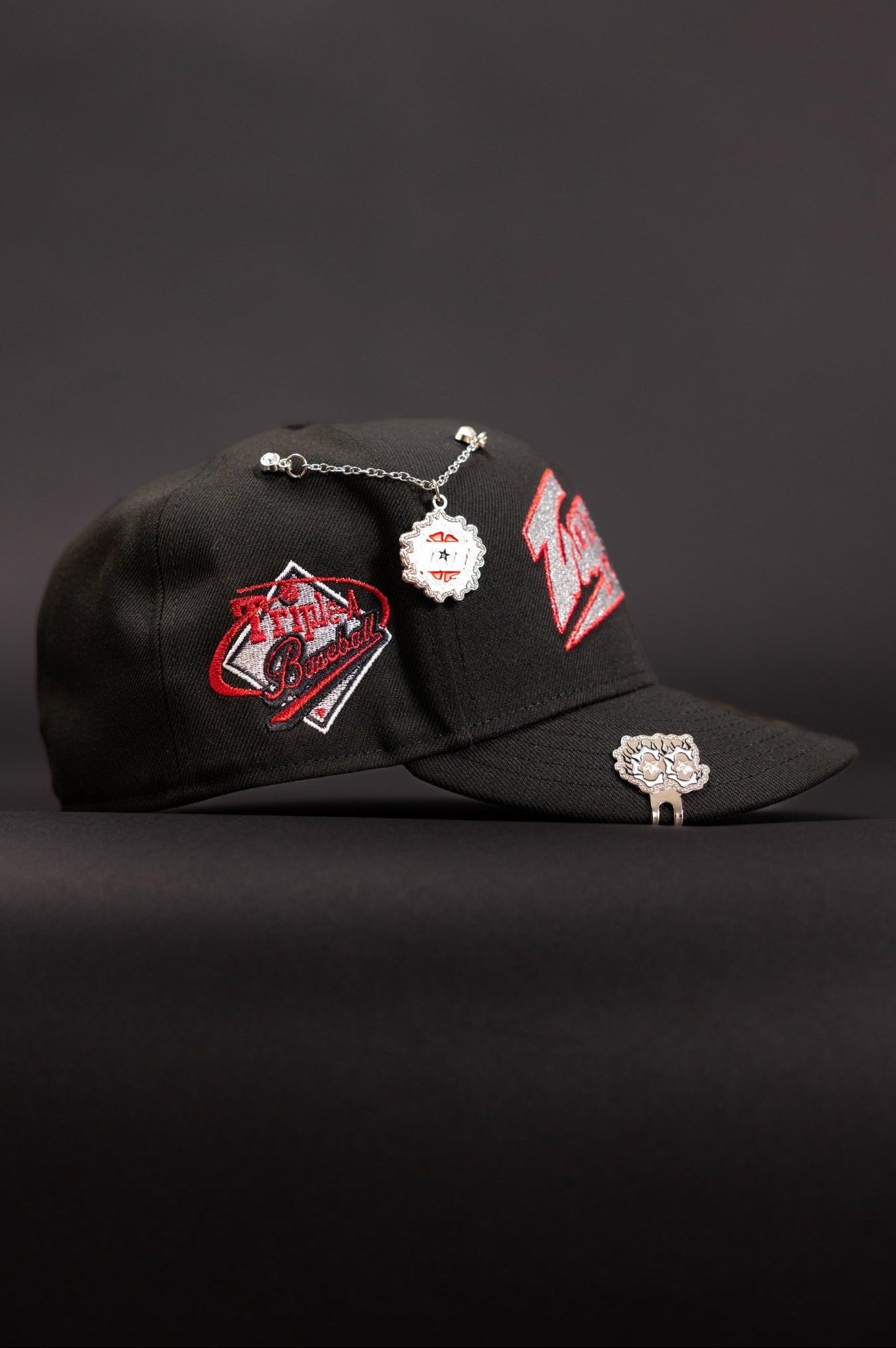 NEW ERA EXCLUSIVE 59FIFTY BLACK EDMONTON TRAPPERS W/ "TRIPLE A BASEBALL" SIDE PATCH
