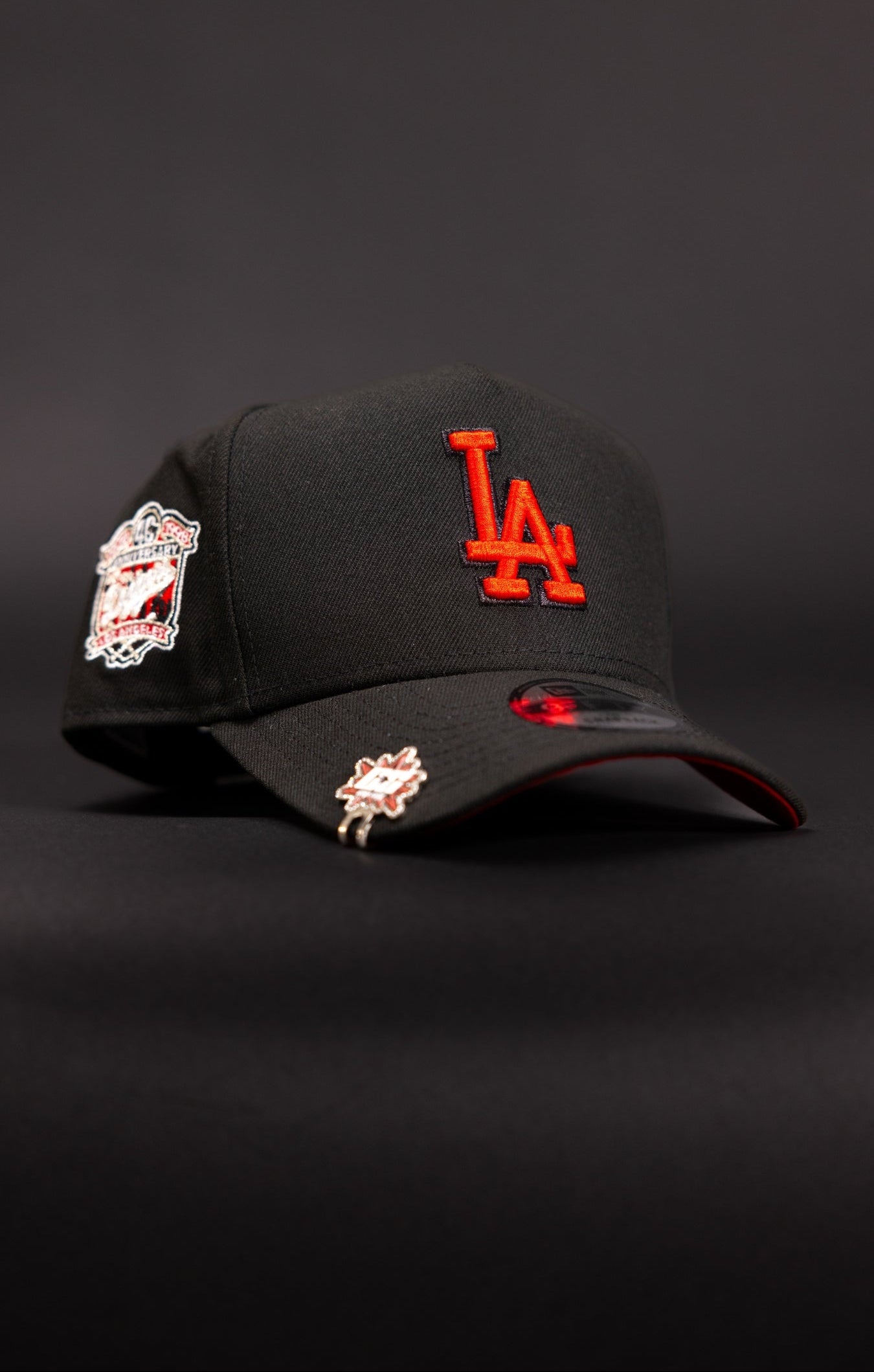 NEW ERA 9FIFTY A-FRAME BLACK LOS ANGELES DODGERS SNAPBACK W/ 40TH ANNIVERSARY SIDE PATCH