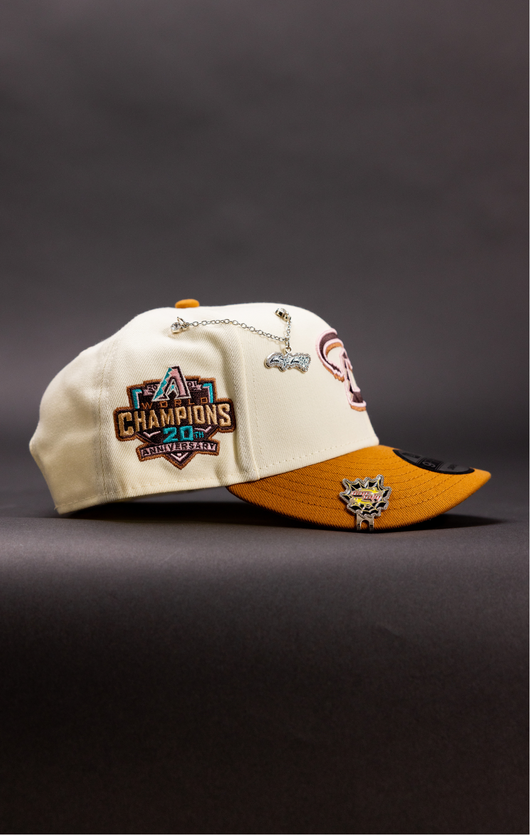 NEW ERA EXCLUSIVE 9FIFTY CHROME/KHAKI ARIZONA DIAMONDBACKS SNAPBACK W/ 20TH ANNIVERSARY SIDE PATCH